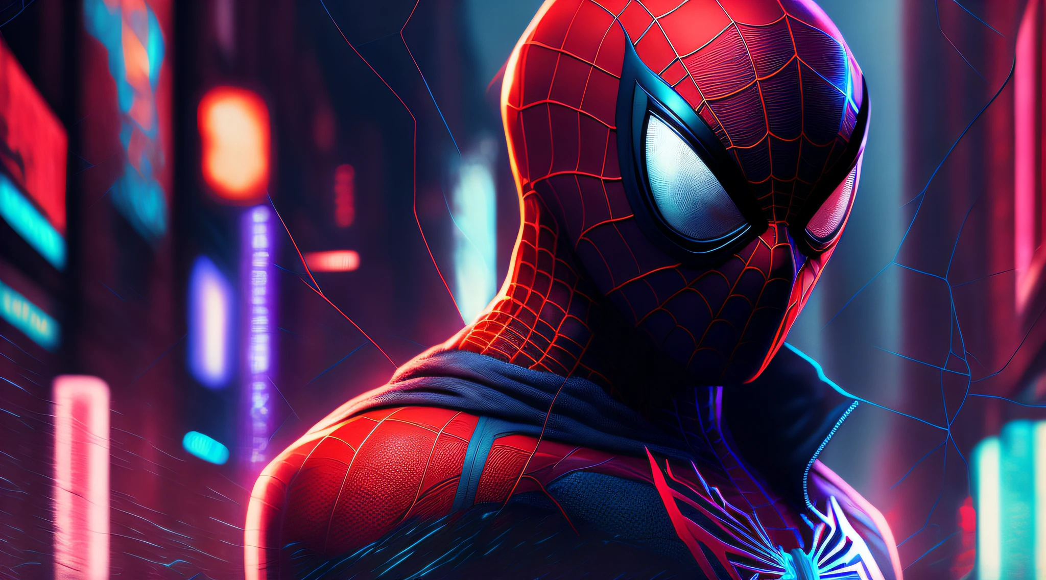 Spider-Man, cyberpunk, 8K.