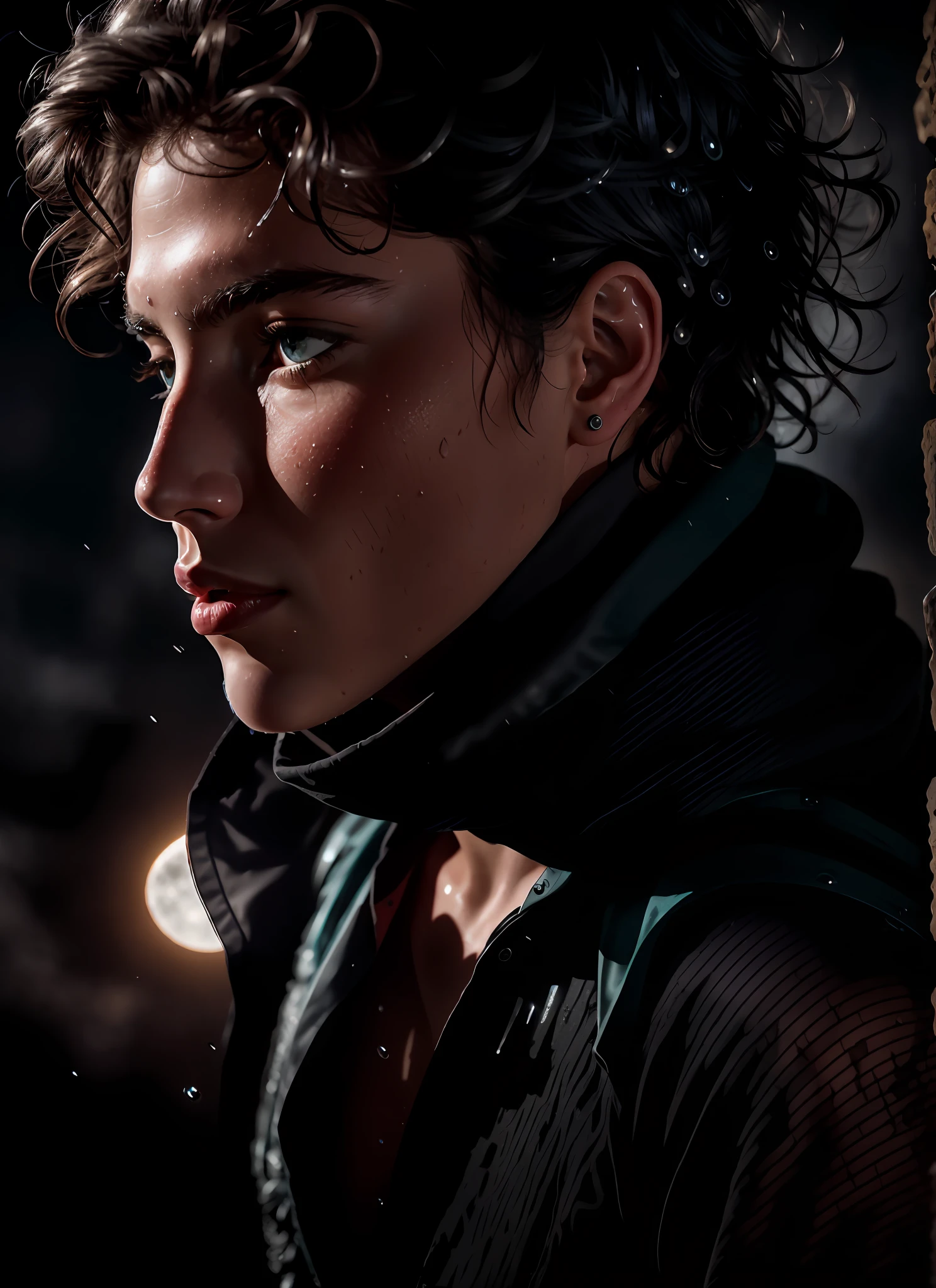 handsome young man, deep shadow, dark (transparent) (moonlight: 1.3), award-winning first-person photography, complex, detailed, stunning, fine detail, person with high detail, sensual, evocative, extremely detailed eyes and face, piercing eyes, dirty hair, muscular body, perfect center, whole body, nikon d850 film, kodalens k, portra 400 f1.6, rich colors, ultra-realistic, realistic texture, spectacular, bright, popular at art stations, cinestill 800 tungsten ( facial clarity: 1.5), anatomical masterpiece (floating in the fog: 1.4), neon moon (wet skin) texture, moist hair texture, wet hair (wet hair), wet, covered with water),