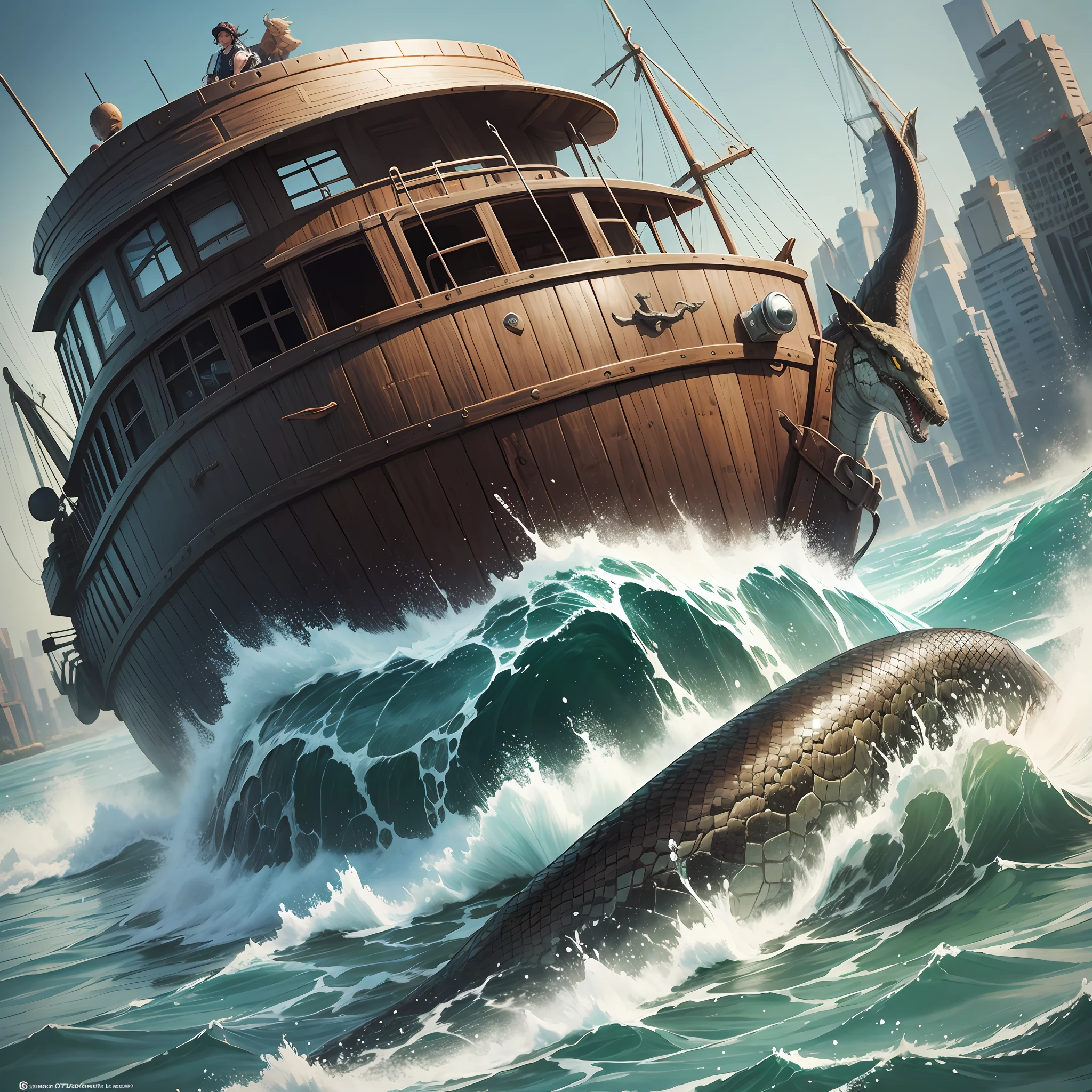 Giant snake in river attacking a boat --auto --s2