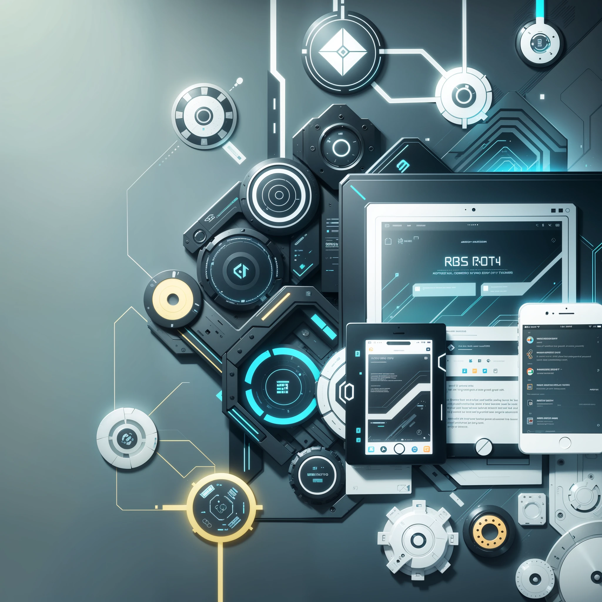 Vectors, technology, wallpaper, electronics, automation, 4k, robotics, e-books, neutral colors, soft, futuristic. --auto --s2