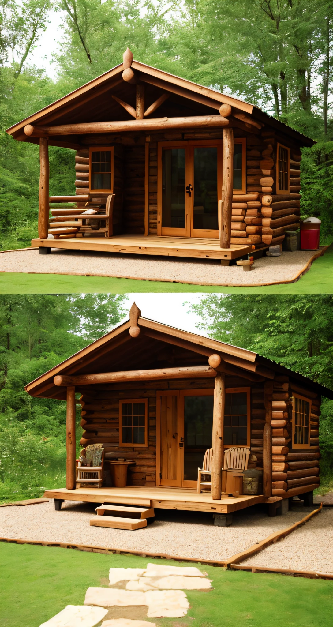 masterpiece, best quality, rustic hut, light wooden logs, outdoor,