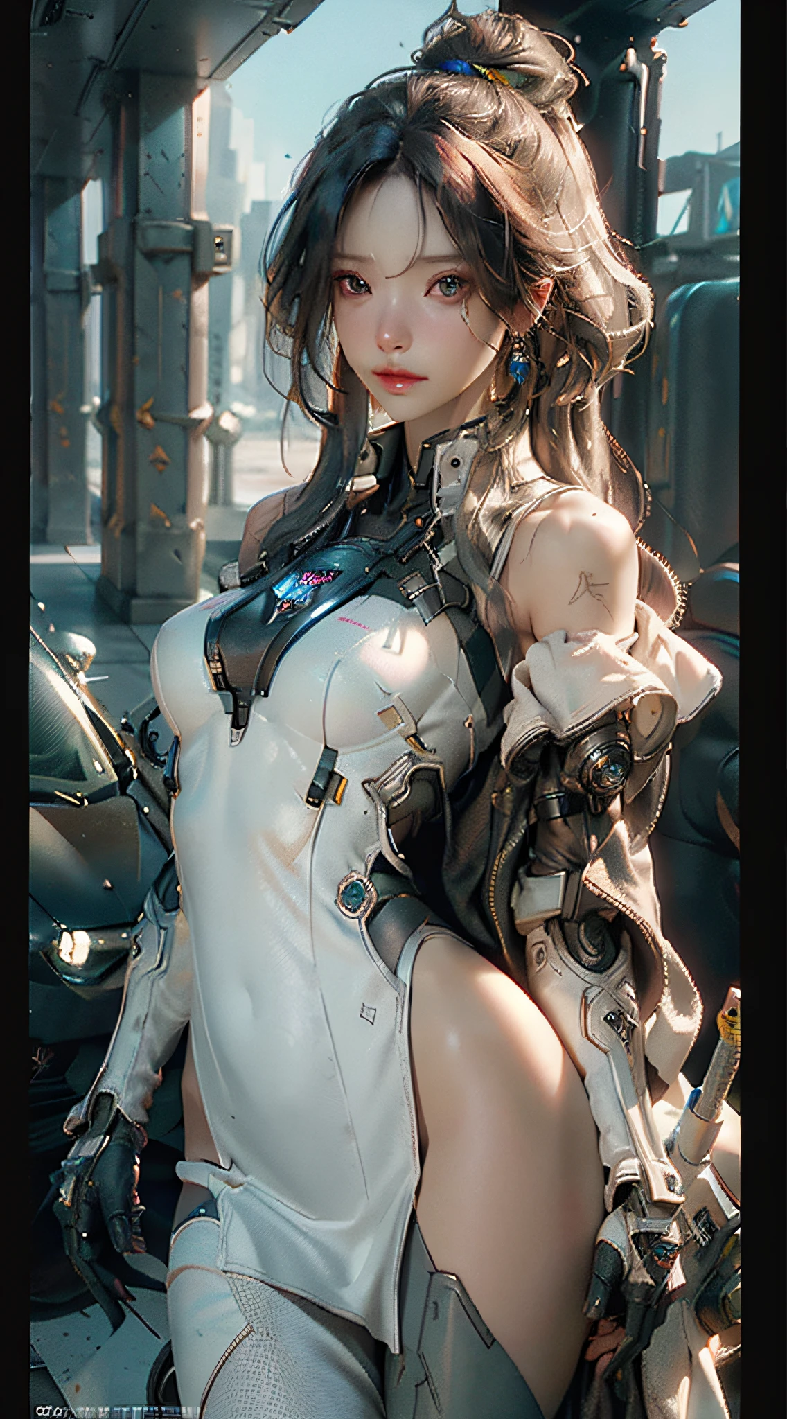 ((Best quality)), ((masterpiece)), (detailed:1.4), 3D, an image of a beautiful cyberpunk female,HDR (High Dynamic Range),Ray Tracing,NVIDIA RTX,Super-Resolution,Unreal 5,Subsurface scattering,PBR Texturing,Post-processing,Anisotropic Filtering,Depth-of-field,Maximum clarity and sharpness,Multi-layered textures,Albedo and Specular maps,Surface shading,Accurate simulation of light-material interaction,Perfect proportions,Octane Render,Two-tone lighting,Wide aperture,Low ISO,White balance,Rule of thirds,8K RAW,