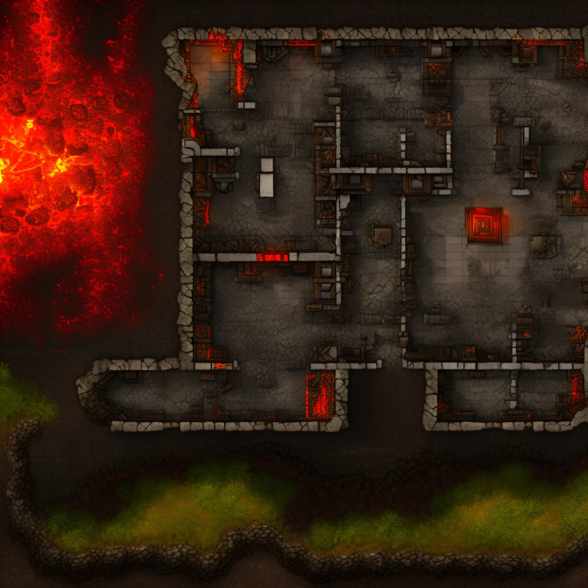 battlemap city lava ruins