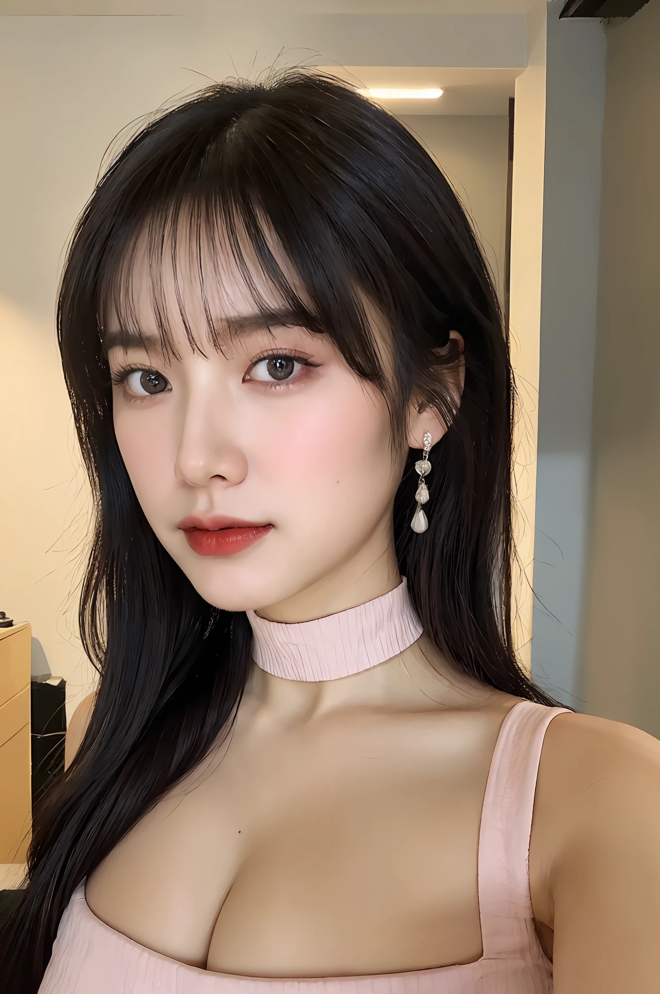 mix4, (8k, RAW photo, best quality, masterpiece: 1.45), (realistic, photorealistic: 1.37), one girl, cute, cityscape, night, rain, wet, professional lighting, photons mapping, radiosity, physically based rendering, gradient black hair, gray hair, short curly hair, handsome, girl, lace(((Deep V-neckline)))slip dress, top quality photo, high res, 1080p, (clear face), (detailed face description), (detailed hand description), (masterpiece), (exquisite CG), extreme light and shadow, disheveled hair, master work, rich details, (fine facial features), (highest quality photo), (masterpiece), (detailed eyes), look in front of you eyes, fine clavicle, ((big breasts, huge areola)),(((areola_slip))),((puffy areolae)),((sideboob)),(underboob),(((collar))),earrings,cleavage,