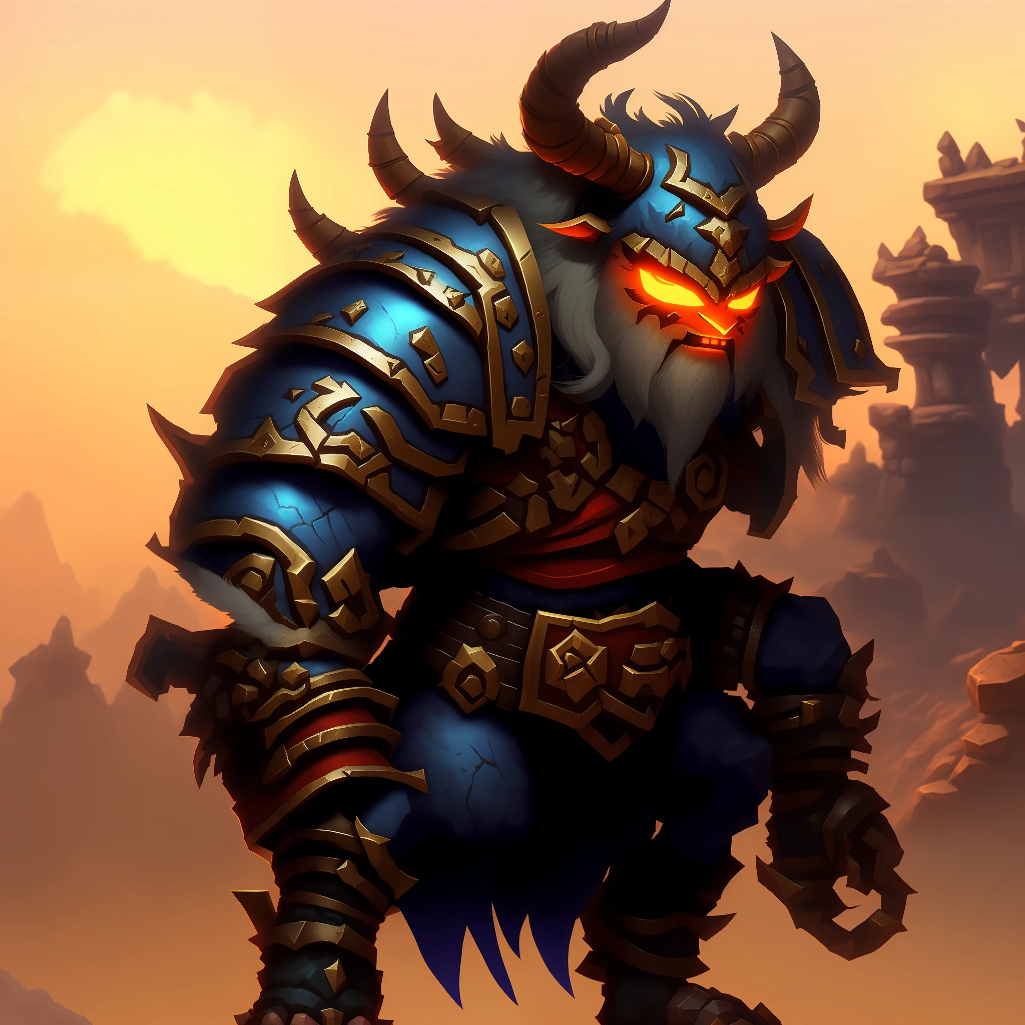 A close-up of a cartoon character, Minotaur, Blizzard Hearthstone concept art, Hearthstone concept art, World of Warcraft art style, anthropomorphic warrior calf, fantasy Hearthstone art style,