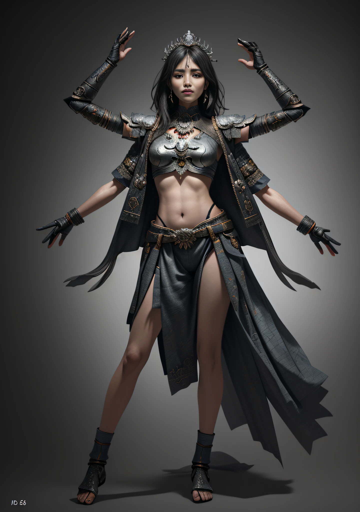 Asura Goddess, Detailed Face and Eyes, Full Body, Japanese Style Armor, Rich Detail, Gorgeous Pattern, Shabby Fabric, Realistic, Photo, Masterpiece, Realism, High Contrast, Realistic Digital Art Trends in Artstation 8k HD Detail Realistic, Detailed, Skin Texture, Ultra Detailed, Realistic Skin Texture, Armature, Best Quality, Ultra High Resolution, (Realistic:1.4),, High Resolution, Detailed, Original Photo, Sharp Renewal, Lee Jeffries Nikon D850 Film Stock Photo 4 Kodak Portra 400 Camera F1.6 Lens Rich colors Ultra-realistic textures Dramatic lighting Unreal Engine Trends on the Art Station Cinematic Still 800