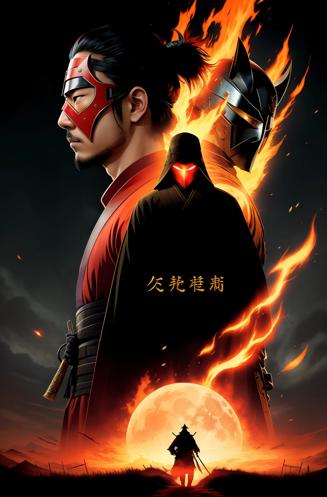 Title: The Enigmatic Samurai: A Tale of Intrigue, Honor, and Revenge
Fast:
In feudal Japan, amid the turmoil of warlords and warring political factions, there is an enigmatic samurai known only as Ushiro No Men, or "The Masked Stranger." With a mysterious past shrouded in darkness, this elusive figure wears a hauntingly intricate mask forged by ancient masters and wields an exceptionally sharp katana, forged by a legendary blacksmith, who would have been blessed by the gods themselves. The mask serves not only as a means of concealing his identity, but also as a reflection of his shattered but unwavering spirit.
The Masked Stranger's legendary reputation transcends stories of his ferocity in battle, widely attributed to both his exceptional physical prowess and mastery of the samurai code, or bushido. Haunting whispers circulate among the common people and the noble elite, detailing the extraordinary efforts he will make to protect the honor and safety of those in need.
As legend has it, Ushiro No Men appears when the oppressive hand of tyranny and injustice threatens the lives of the innocent. He emerges as a ghostly silhouette against a blood-red moon, rallying the oppressed and fighting alongside them for justice and revenge. Traversing the beautiful and treacherous landscapes of Japan, his relentless quest for justice knows no bounds.
Write a narrative that immerses the reader in the world of Ushiro No Men, filled with rich sensory details, authentic cultural references, and vivid representations of the characters and environment. The story must follow our masked hero as he unravels the threads of a deep-rooted conspiracy orchestrated by a power-hungry warlord who is terrorizing the earth.
In the course of his journey, Ushiro No Men becomes involved with a group of unconventional allies, each endowed with unique abilities and secrets of their own. With your ties