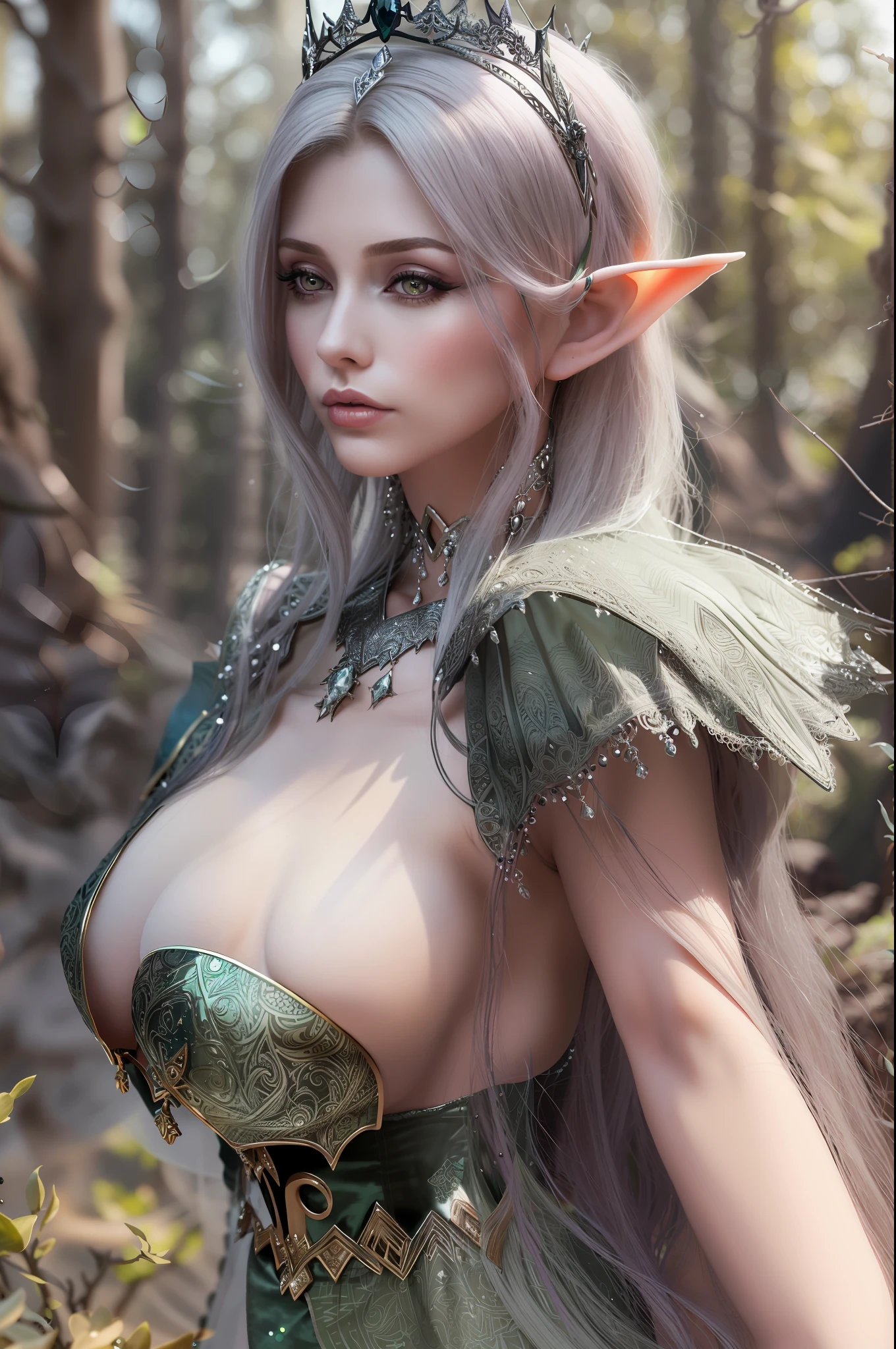 a close up of a woman in a dress with a crown on her head, very beautiful elven top model, elf girl, dark elf princess, beautiful and elegant elf queen, elf queen, elf princess, beautiful and elegant female elf, alluring elf princess knight, dark elf maiden, elven princess, ig model | artgerm, fantasy woman