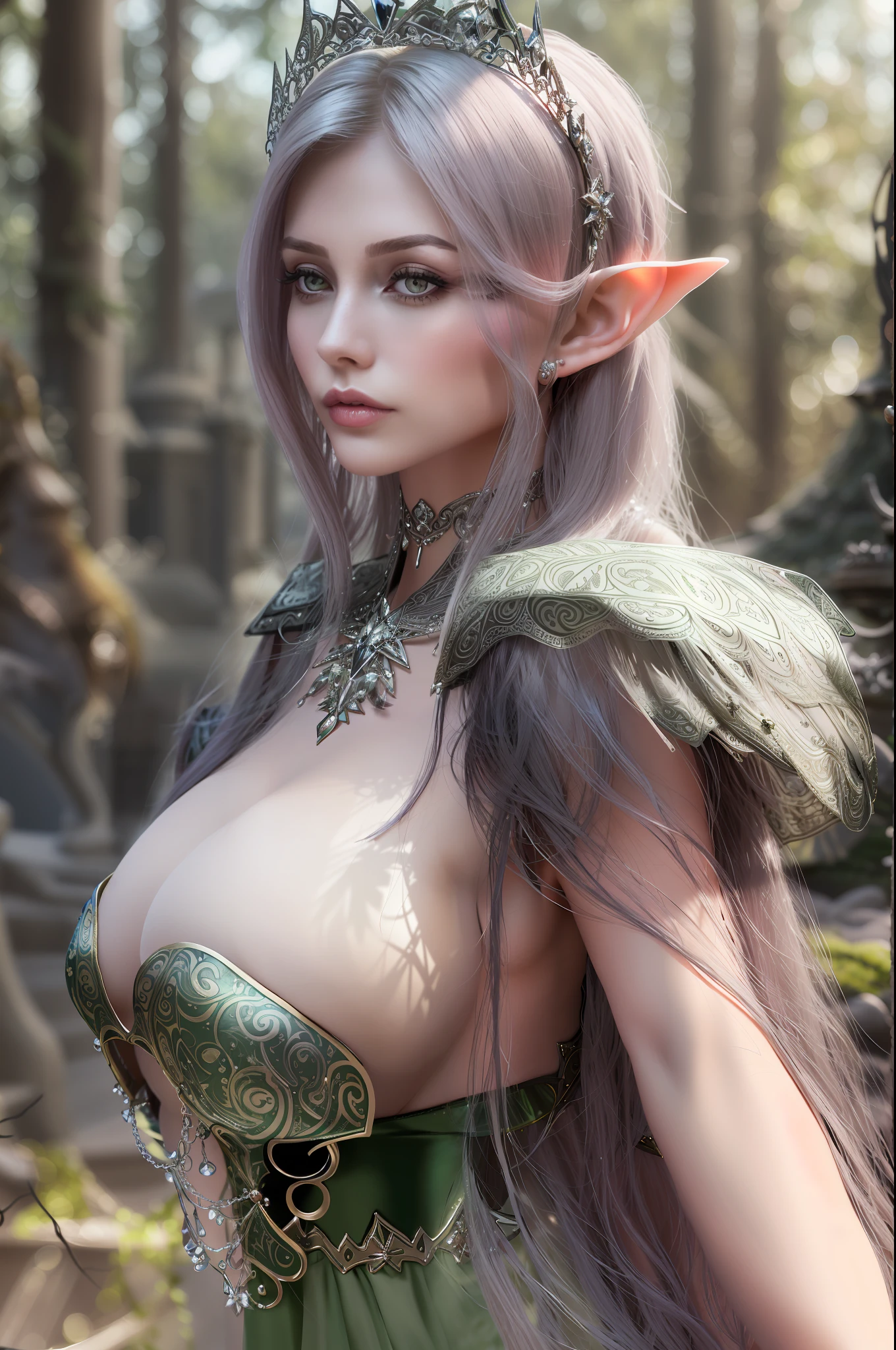 a close up of a woman in a dress with a crown on her head, very beautiful elven top model, elf girl, dark elf princess, beautiful and elegant elf queen, elf queen, elf princess, beautiful and elegant female elf, alluring elf princess knight, dark elf maiden, elven princess, ig model | artgerm, fantasy woman