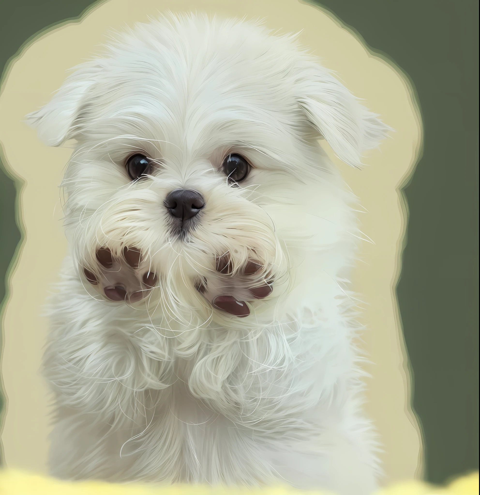 there is a white dog that is standing up with its paws on the ground, holding paws, kawaii cute dog, cute dog, furry paws, small white dog at her side, paw pads, furry paw, furry paws furry, aww, paws, r/aww, furraffinity, furry paw art, profile picture, cute furry needs your help