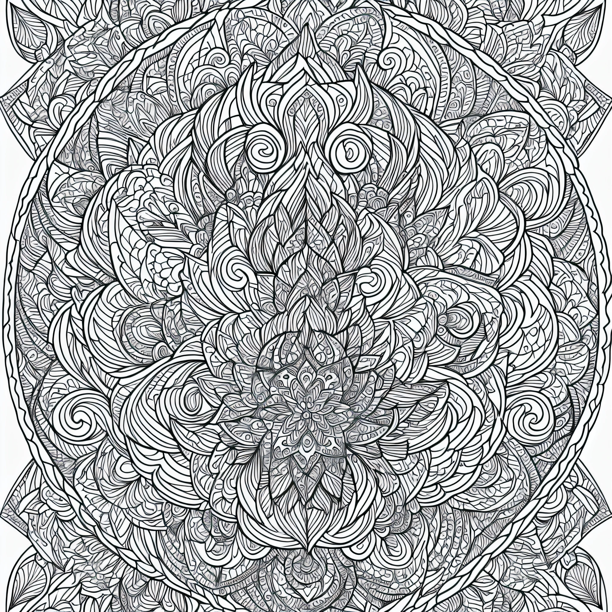 coloring page for adults, bold lines, mandala puppy body, mandala dogs, symmetrical, white background, clean line art, fine line art --auto --s2