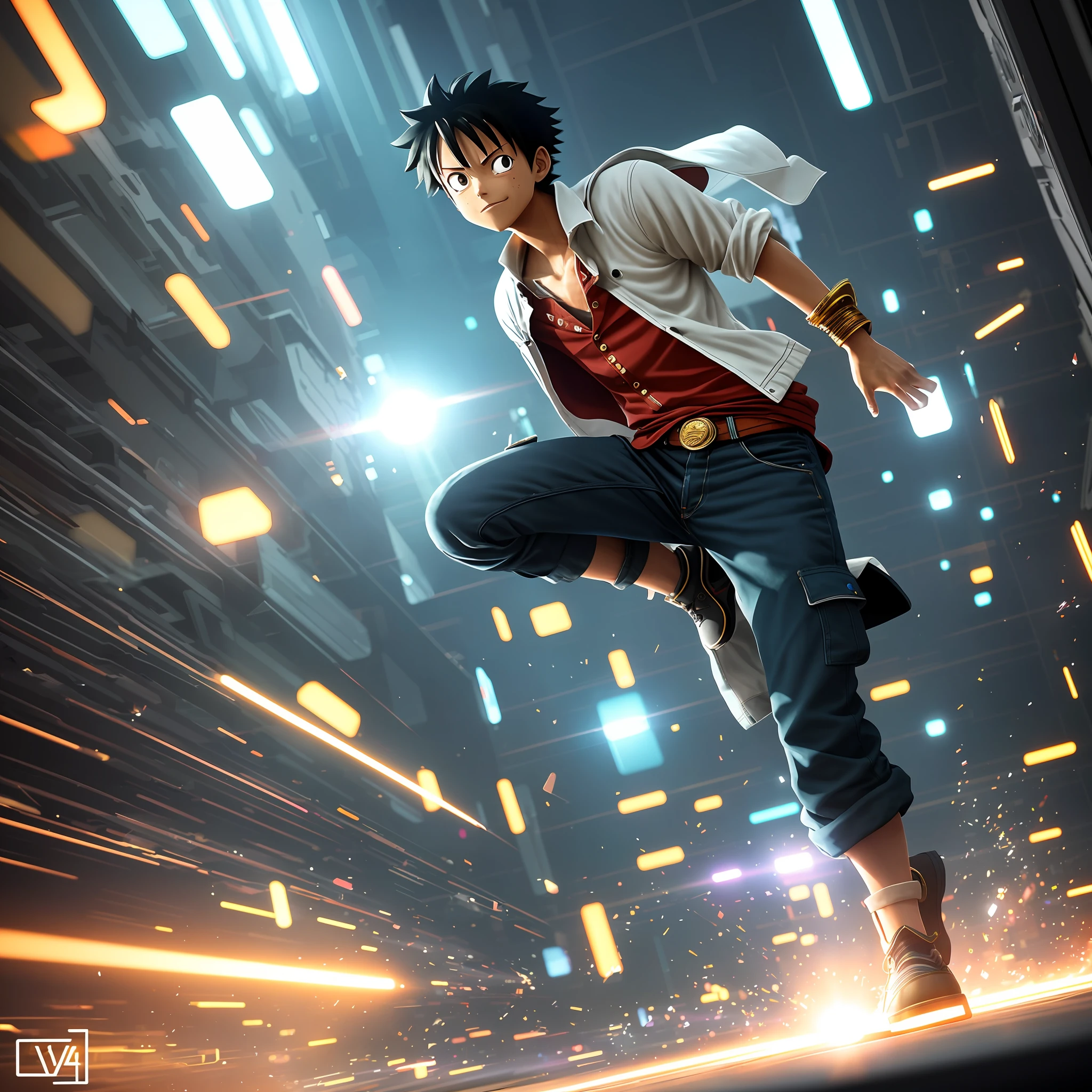 Luffy,Speed 1/1000, F/22, White Balance, 32k, Super-Resolution, Pro Photo RGB, Half Rear Lighting, Backlight, Dramatic Lighting, Incandescent, Soft Lighting, Volumetric, Conte-Jour, Global Lighting, Screen Space Global Lighting, Scattering, Shadows, Harsh, Sparkling, Lumen Reflections, Screen Space Reflections, Diffraction Rating, Chromatic Aberration, GB Displacement, Scan Lines, Ambient Occlusion,  Anti-Aliasing, FKAA, TXAA, RTX, SSAO, OpenGL-Shader's, Post-processing, Post-Production, Cell Shading, Tone Mapping, CGI, VFX, SFX, insanely detailed and intricate, hyper maximalist, elegant, dynamic pose, photography, volumetric, ultra-detailed, intricate details, super detailed, ambient –uplight –v 4 –q 2