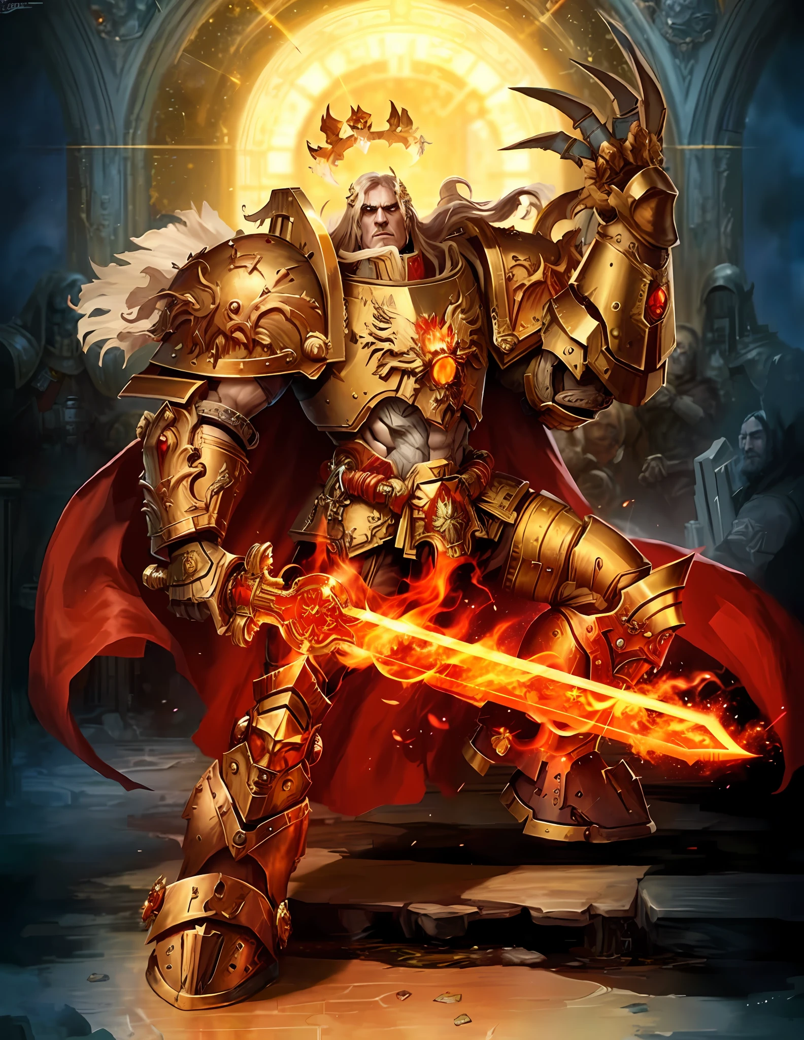 Emperor of Mankind from Warhammer40k, super realistic, ultra detailed