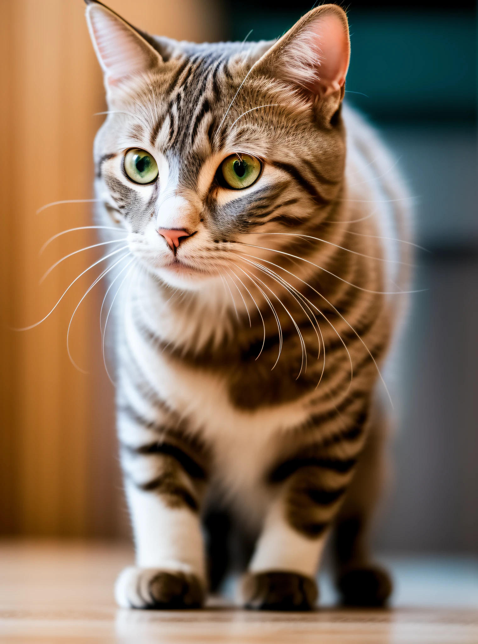 RAW photo, britsh cat short-hair, fine construction, at home, shallow depth of field, (high detail hairs: 1.2), 8k uhd, DSLR, soft light, high quality, film grain, 20mp, Fuji XT3, 80mm, Hasselblad