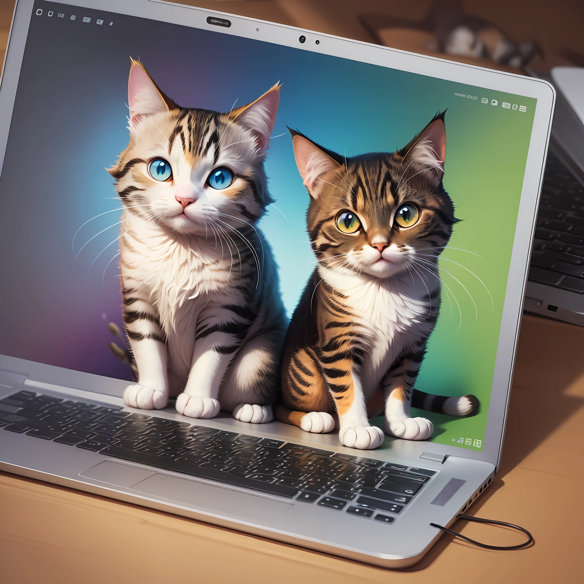 Create a laptop wallpaper with Cartoon cat --auto --s2