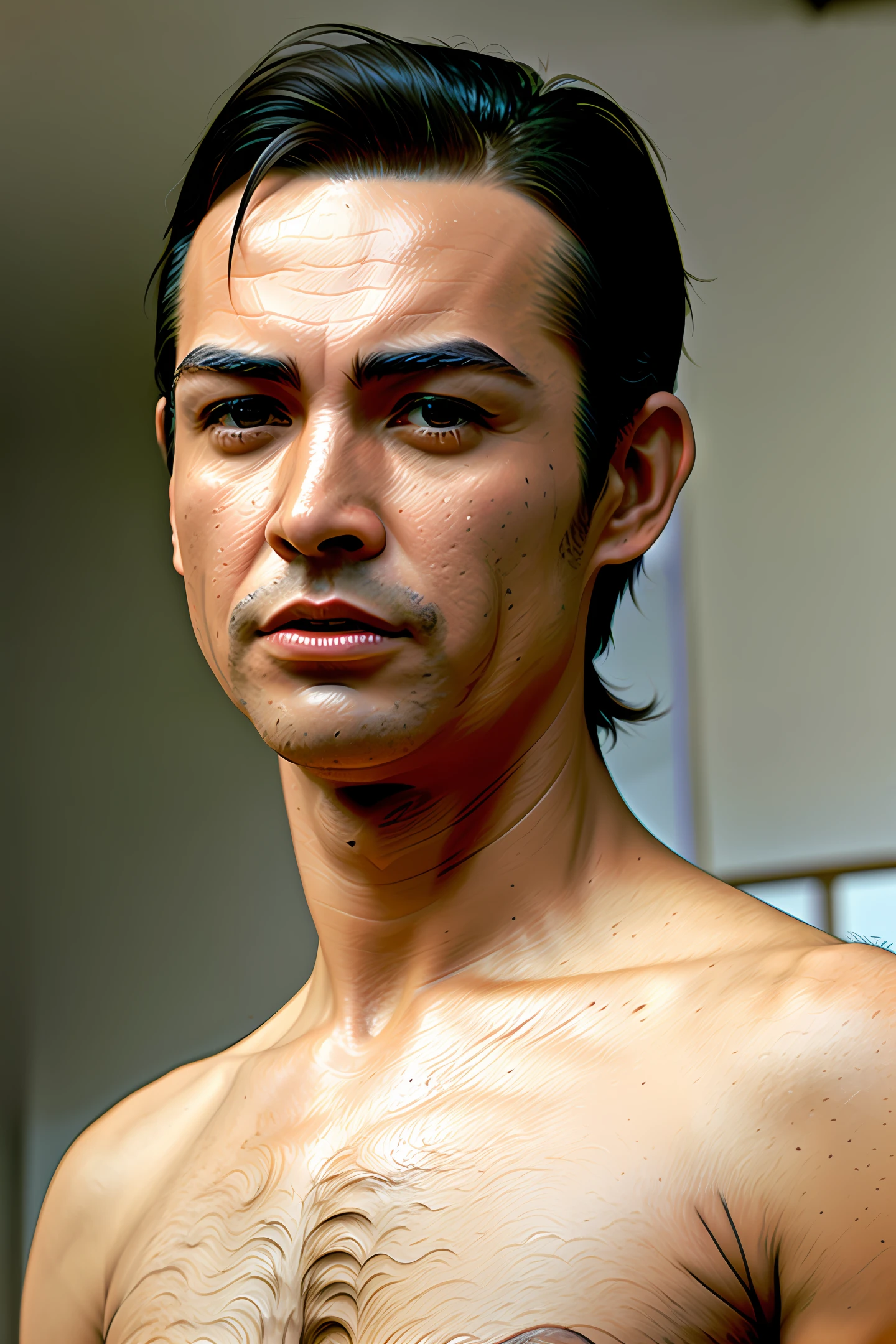 Japanese, samurai, man, young without armor, androgynous, eyes well pulled, Asian, hyperrealistic