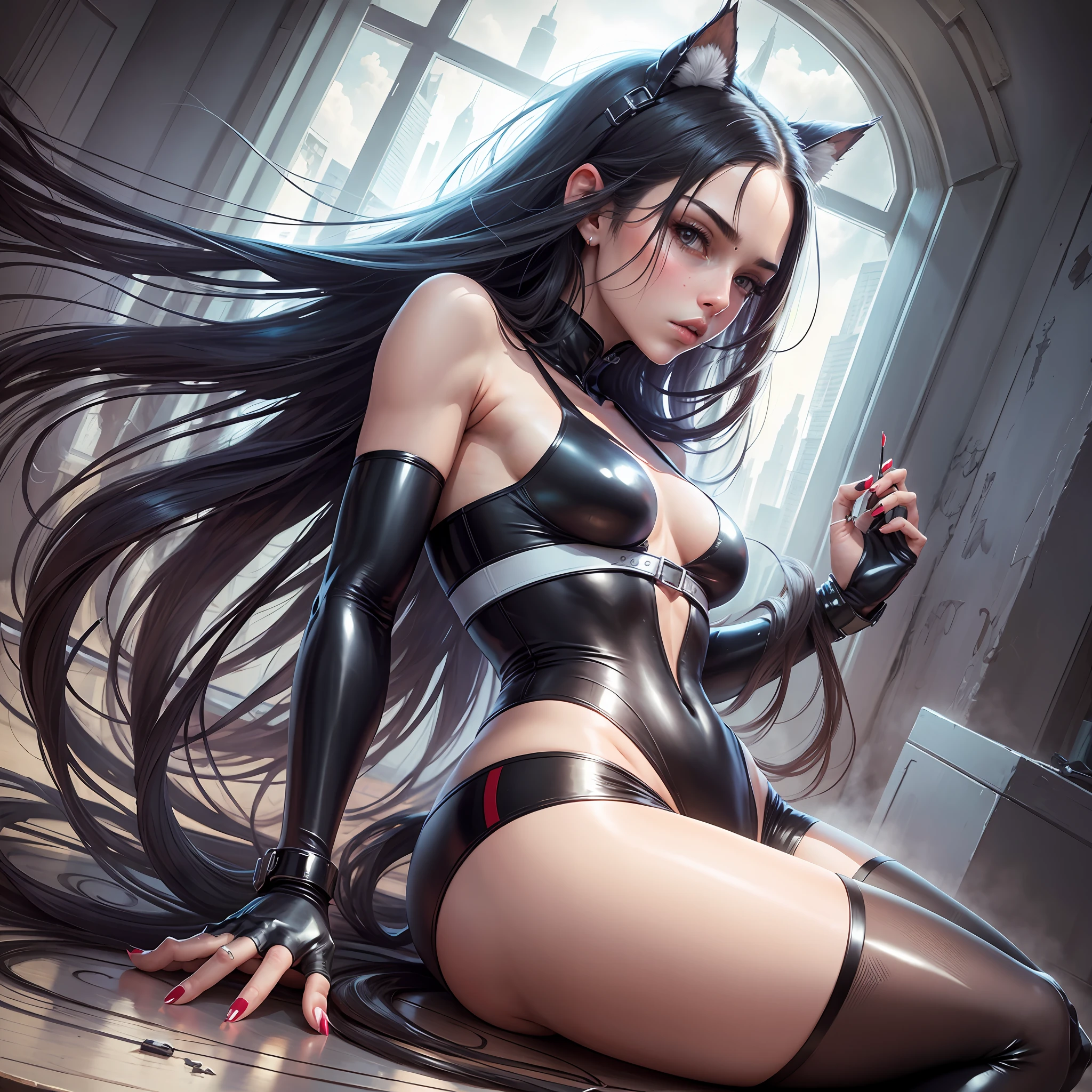 Mulher, long nails, long hair , sexy, spandex --auto --s2