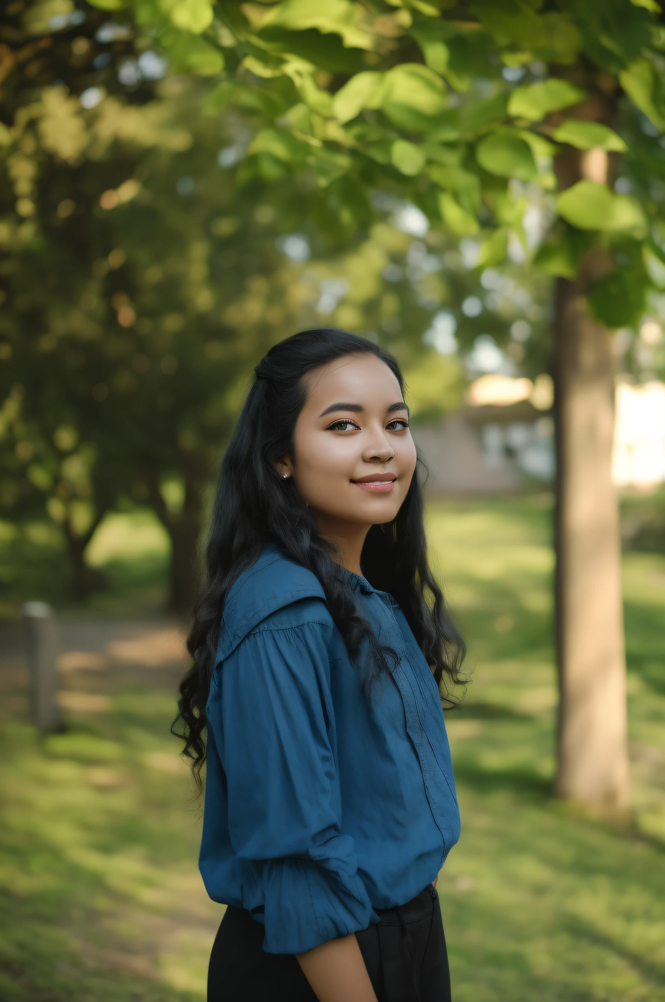 there is a woman standing in a park with a frisbee, nivanh chanthara, photo taken with nikon d 7 5 0, photo taken with nikon d750, mid shot portrait, taken with canon eos 5 d mark iv, portait image, photo portrait, photo of young woman, photo taken with canon 5d, a young asian woman