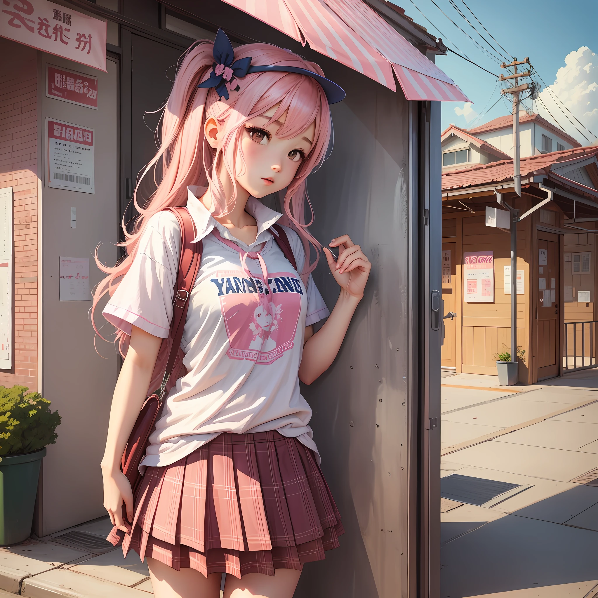 Illustration Yankee High School Girl Pink Hair