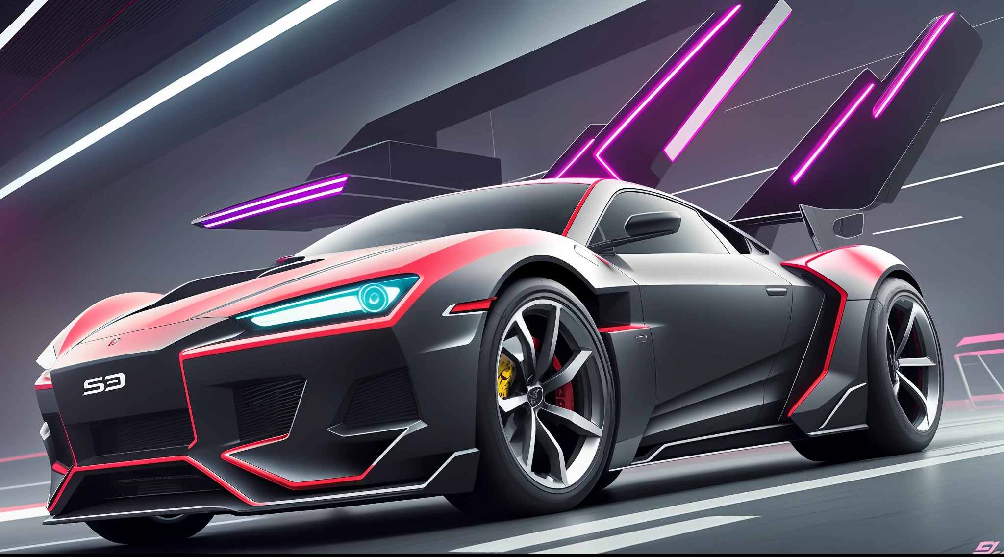 Cool sports car, cyberpunk style, exaggerated appearance, futuristic, technological --auto --s2