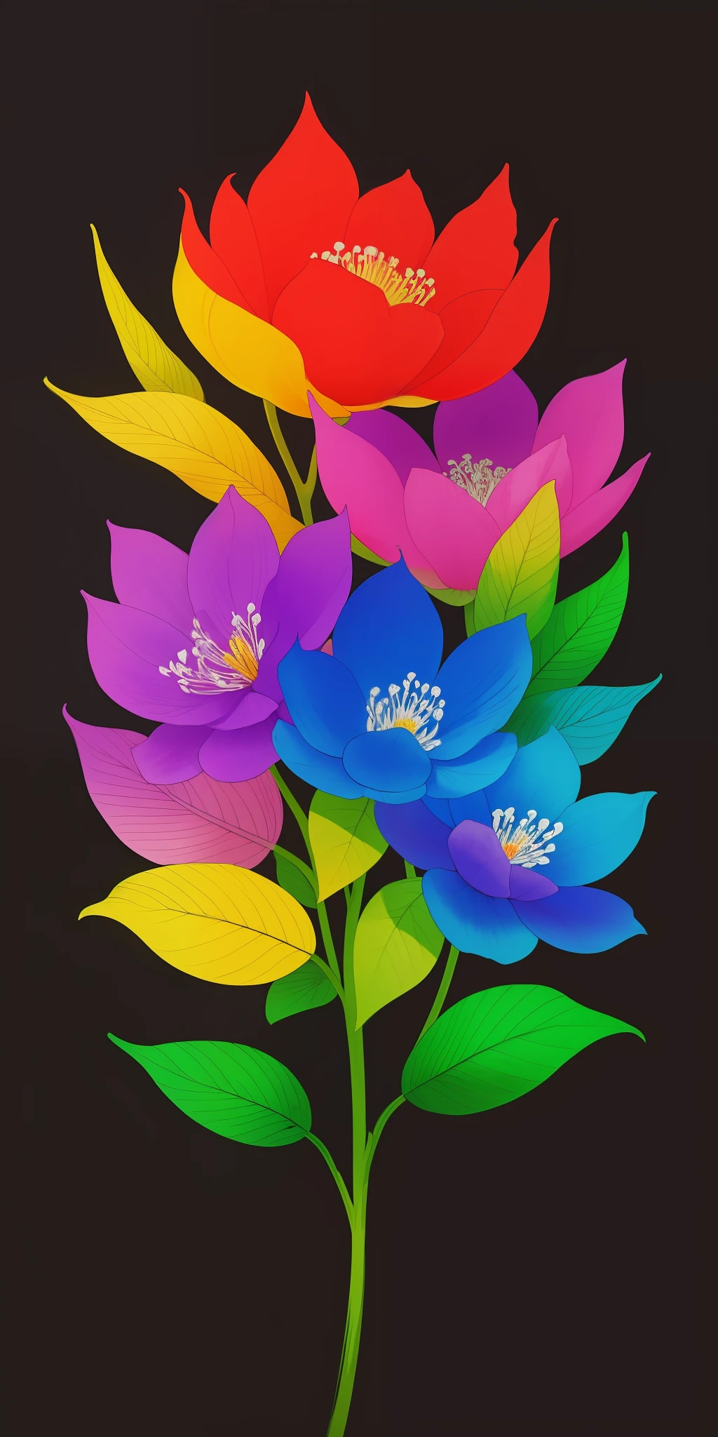(masterpiece, best quality: 1.2), shukizuma, negative space, shuimobysim, ink painting, colorful colors, traditional Chinese, flowers and leaves, cotyledons, peaceful, (smile), looking at the viewer, color saturation, bright colors, neon