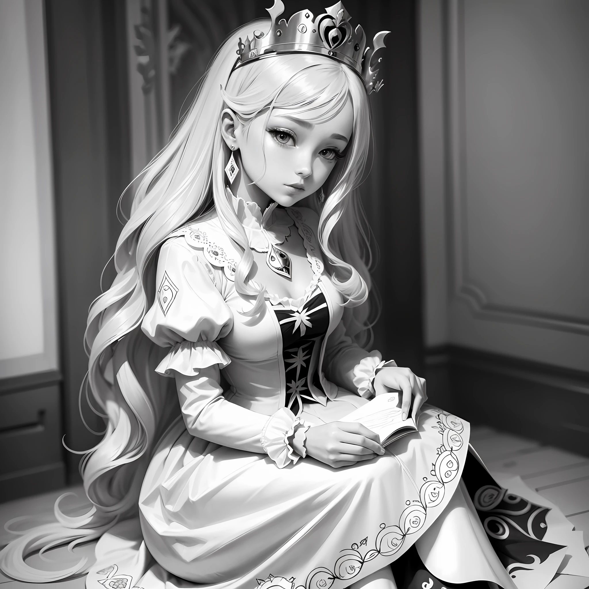 coloring book page, simple stroke for coloring, princess style, black and white coloring --auto --s2
