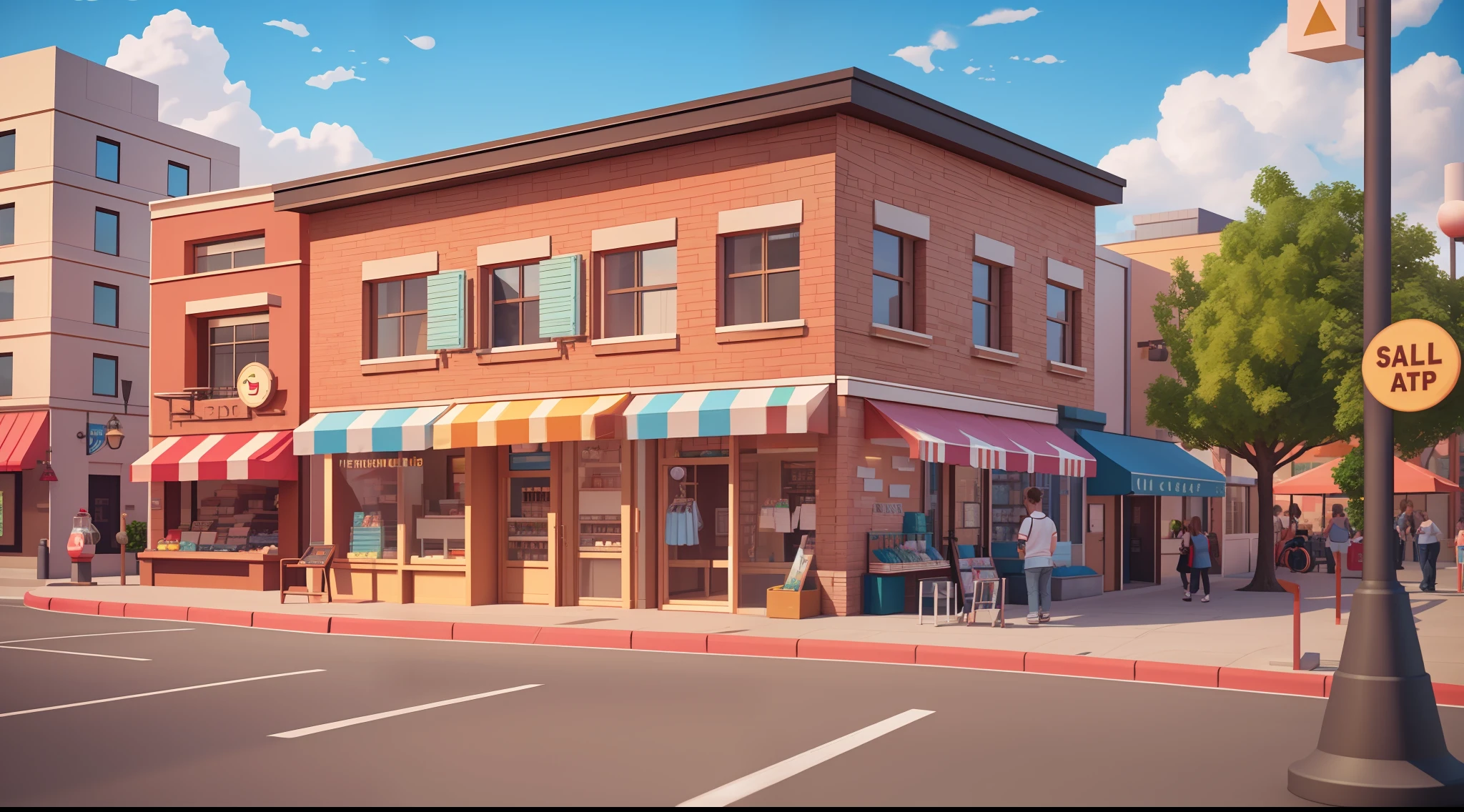 cute, park, street, shop, 3d artwork, world, blender, oc renderer, dribble high detail 8k, studio lighting --v 6