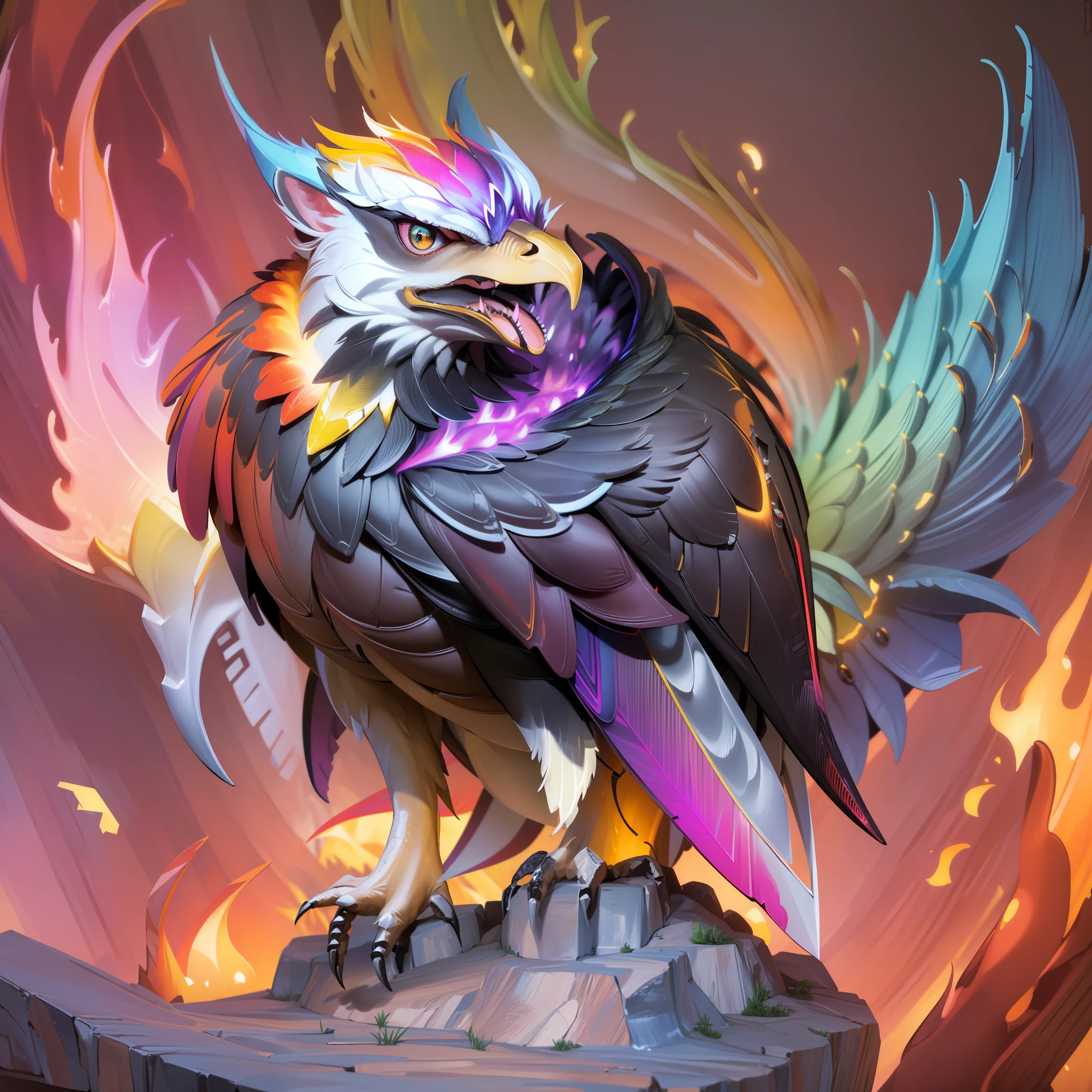 knollingcase, fire eagle, (((vibrant, photorealistic, realistic, dramatic, sharp focus, 8k)))
