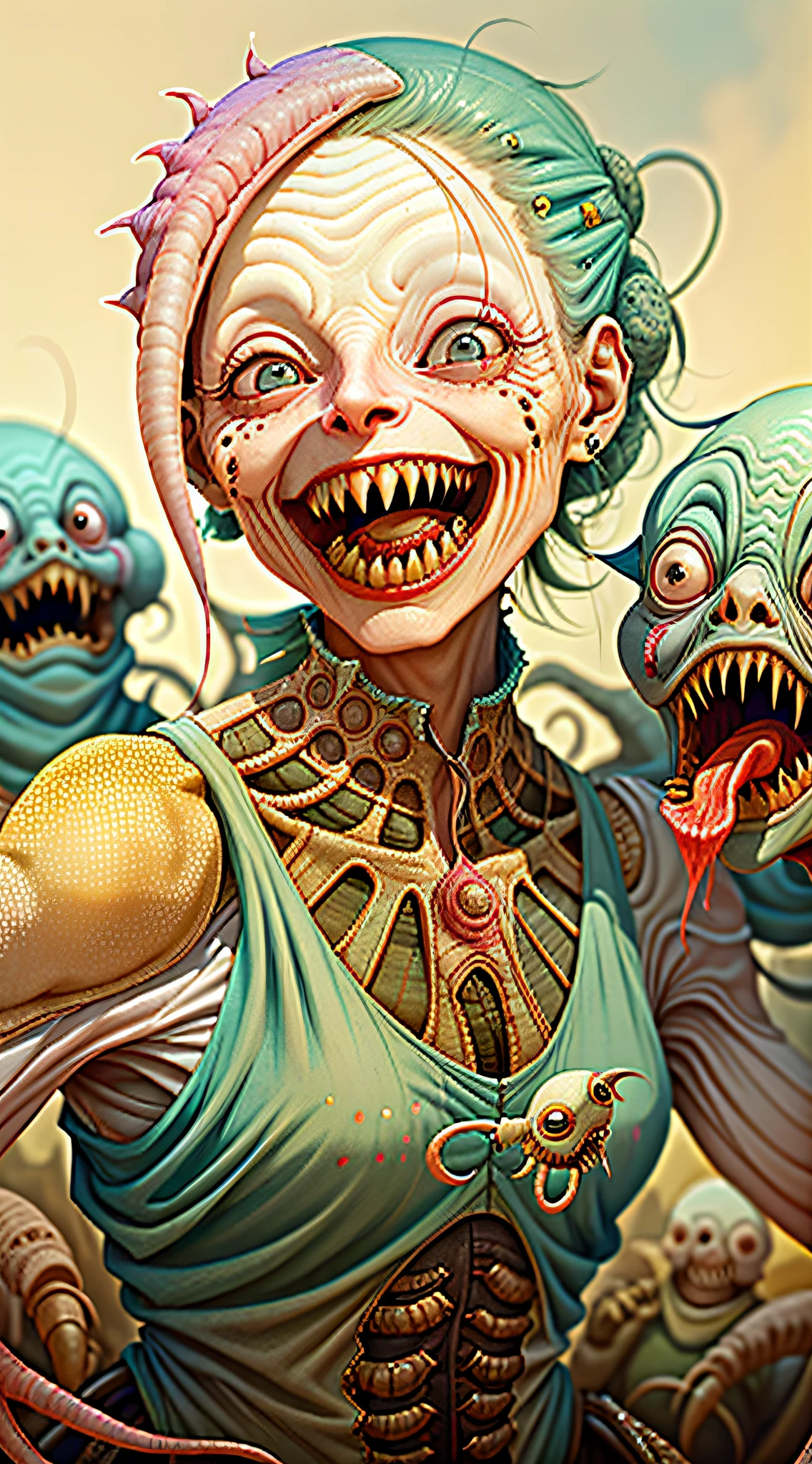 U61yCre4ture, woman, smiling, maggots