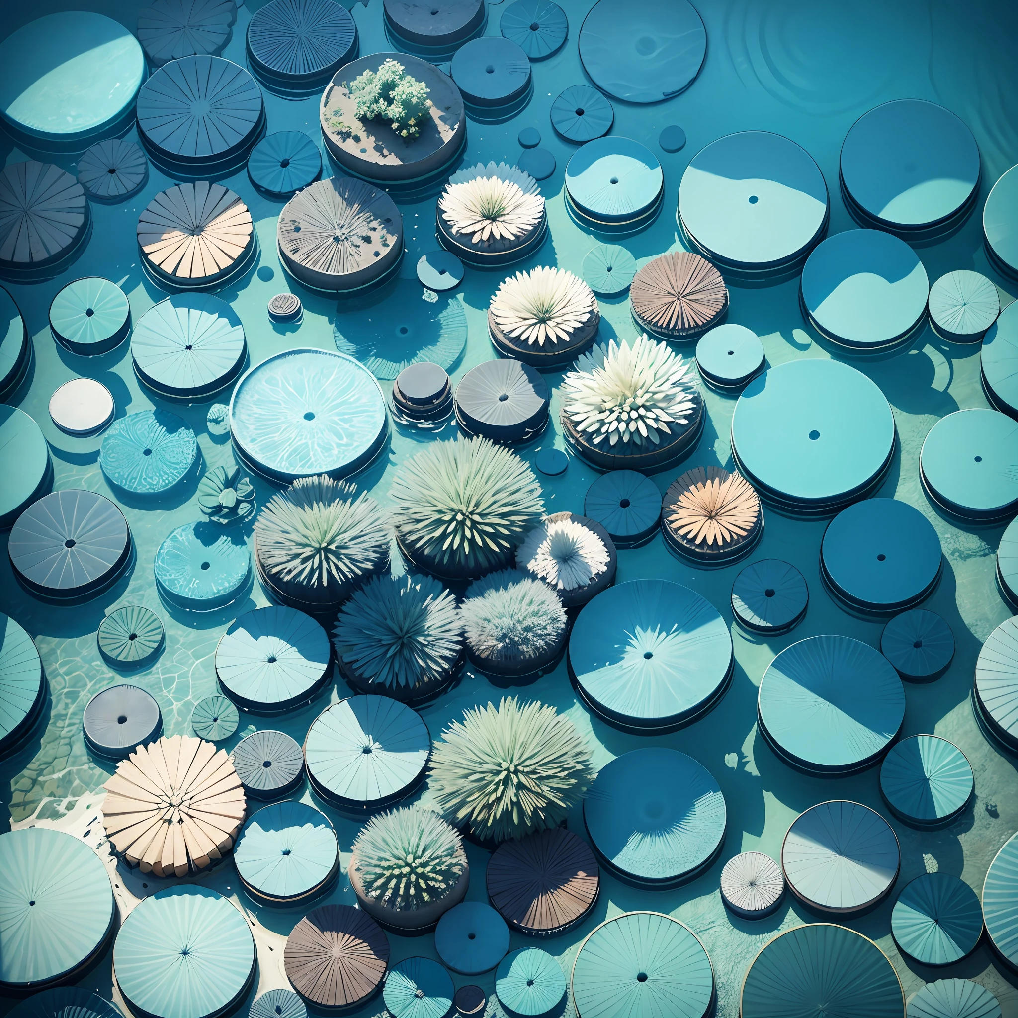 Seamless stylized water, top-down view, play water texture --auto --s2