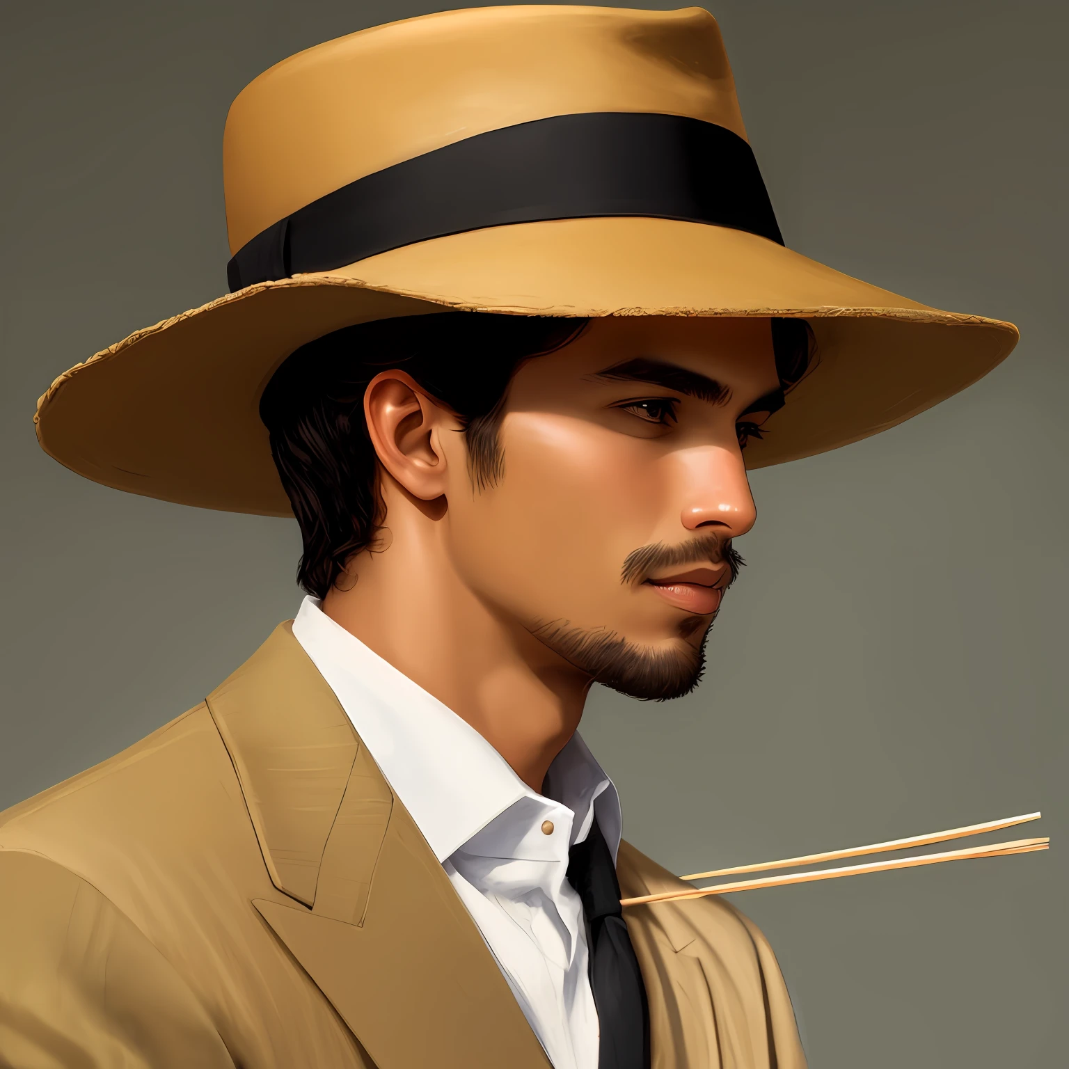Man with toothpick and hat