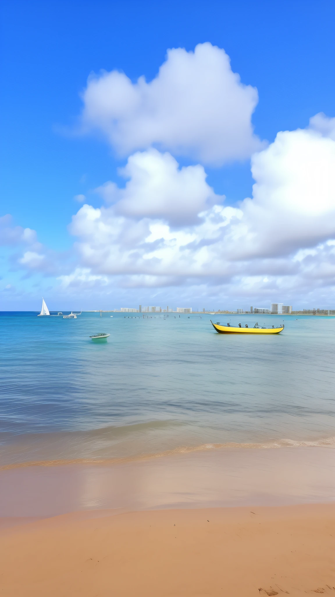 there are many boats in the water on the beach, waikiki beach, waikiki beach skyline, sables crossed in background, small boat in foreground, small boat in the foreground, in a beachfront environment, puerto rico, video, 4 0 9 6, paradise in the background, beach in the foreground, okinawa japan, by Robbie Trevino, boats in the water