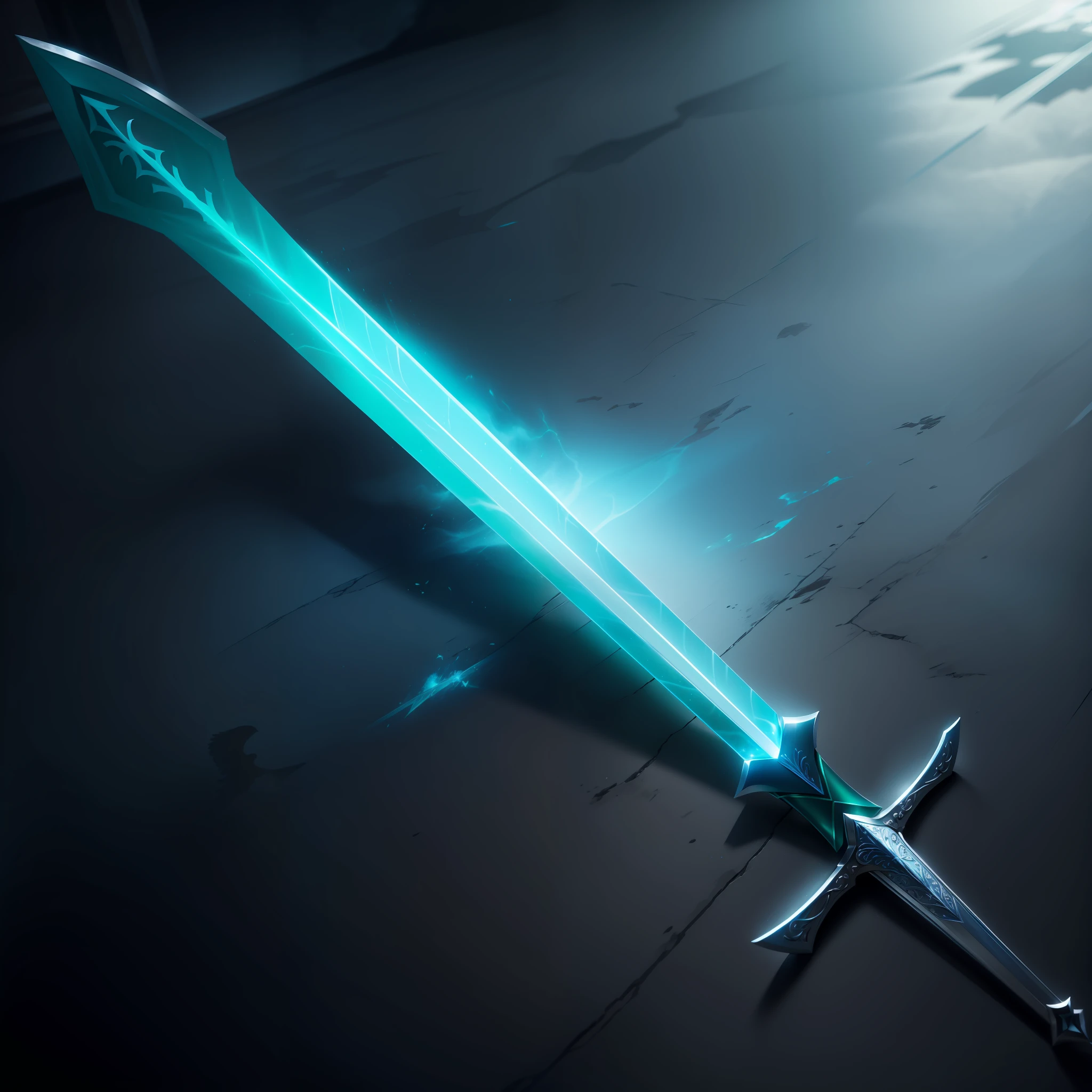 Bluish Silver Sword, Magic Sword, eagle-shaped guard, Realistic, HDR, 4K, Master Piece, Ray Tracing, Green Screen Background --auto --s2