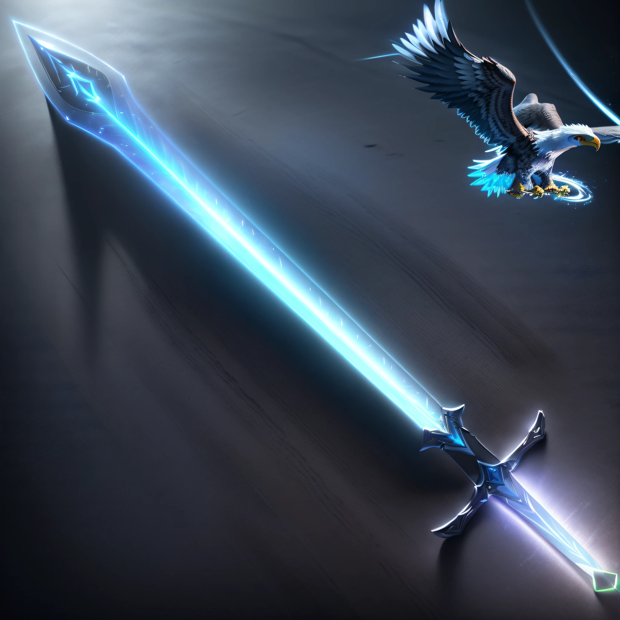 ((best quality, 4K, HDR, 3D, Ray Tracing, NVIDIA RTX),(magical sword, bluish silver, eagle-shaped handguard),(magic glow, radiance)) --auto --s2