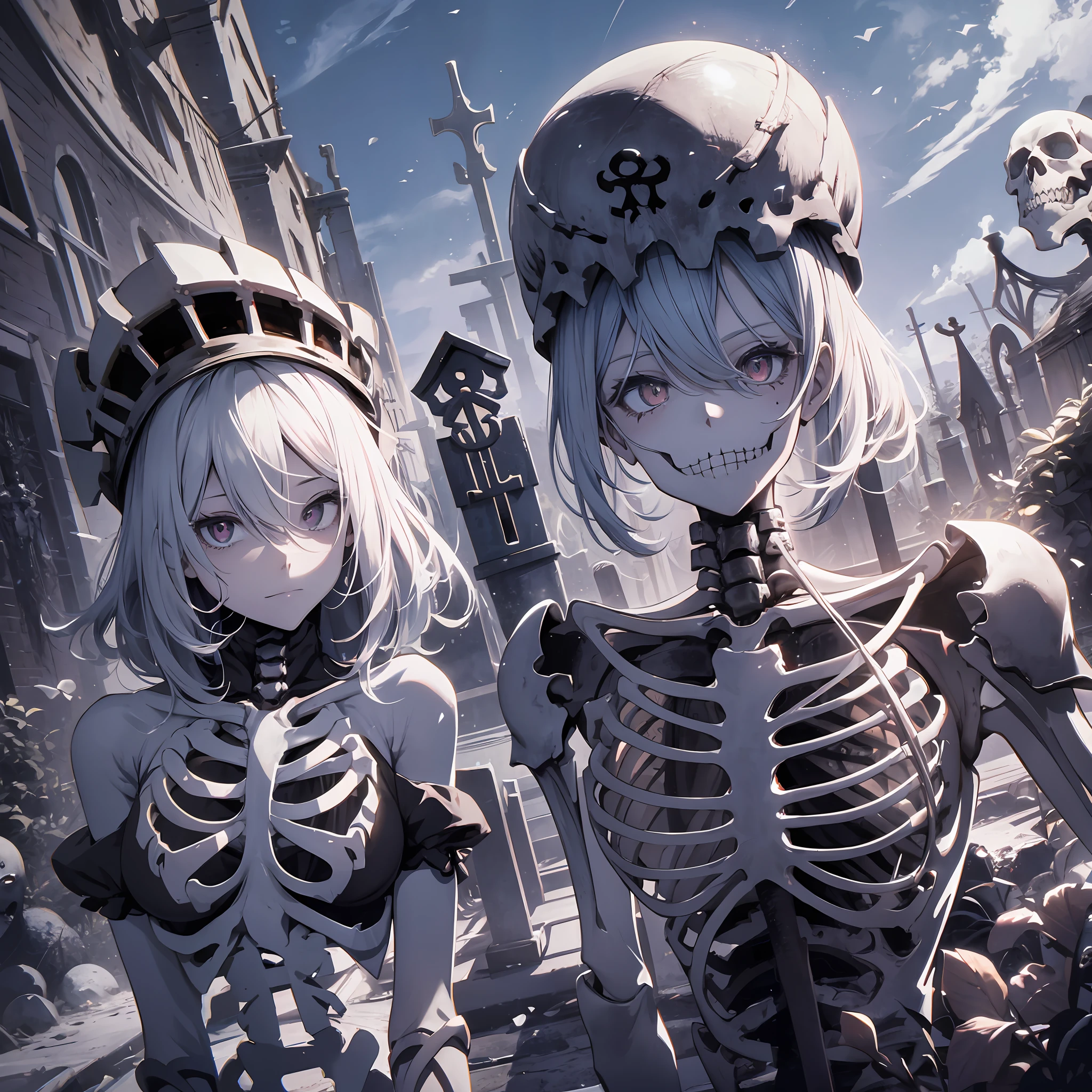 Skeleton waifu, boney, graveyard, dead, skin and bones --auto --s2
