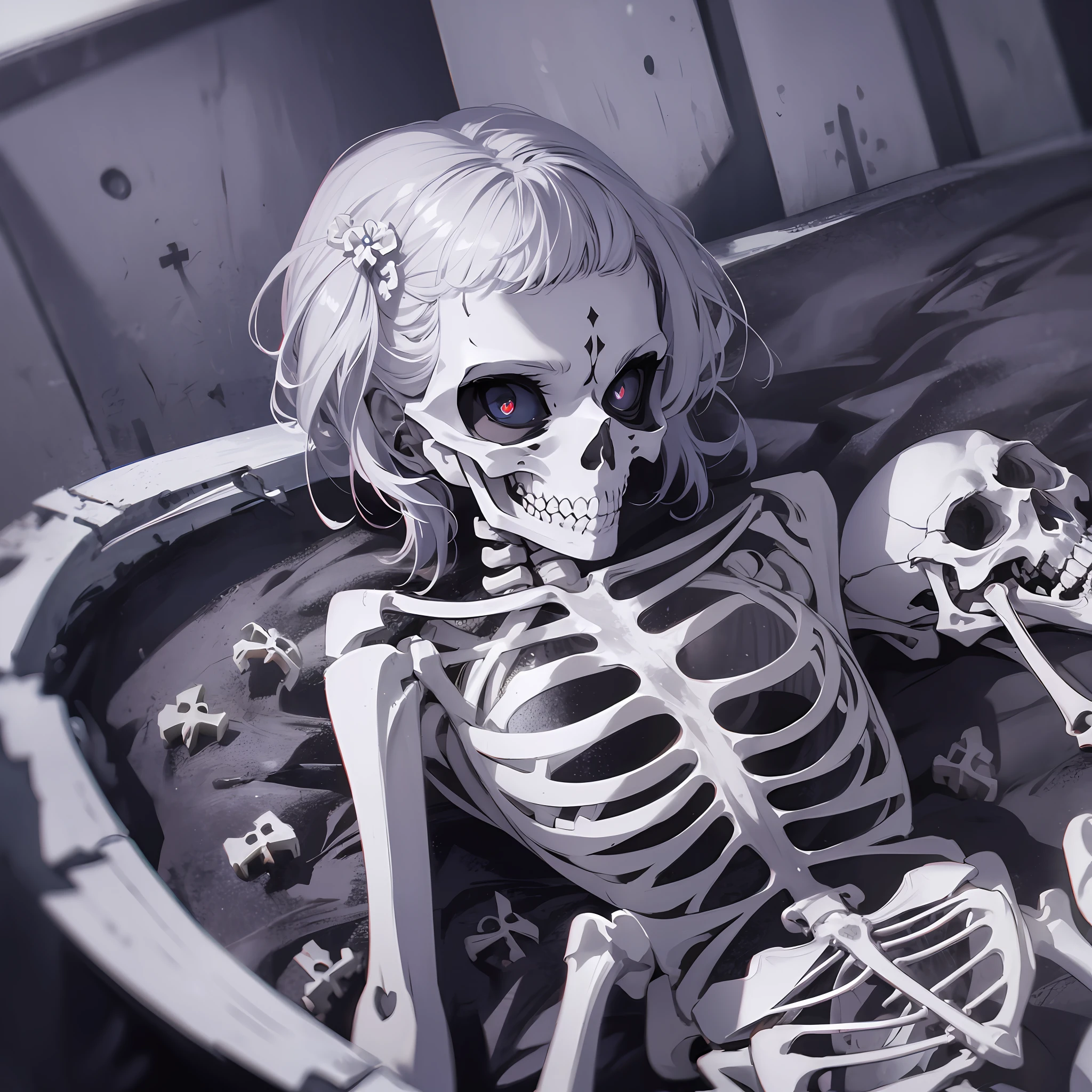 Skeleton waifu, boney, graveyard, dead, skin and bones --auto --s2