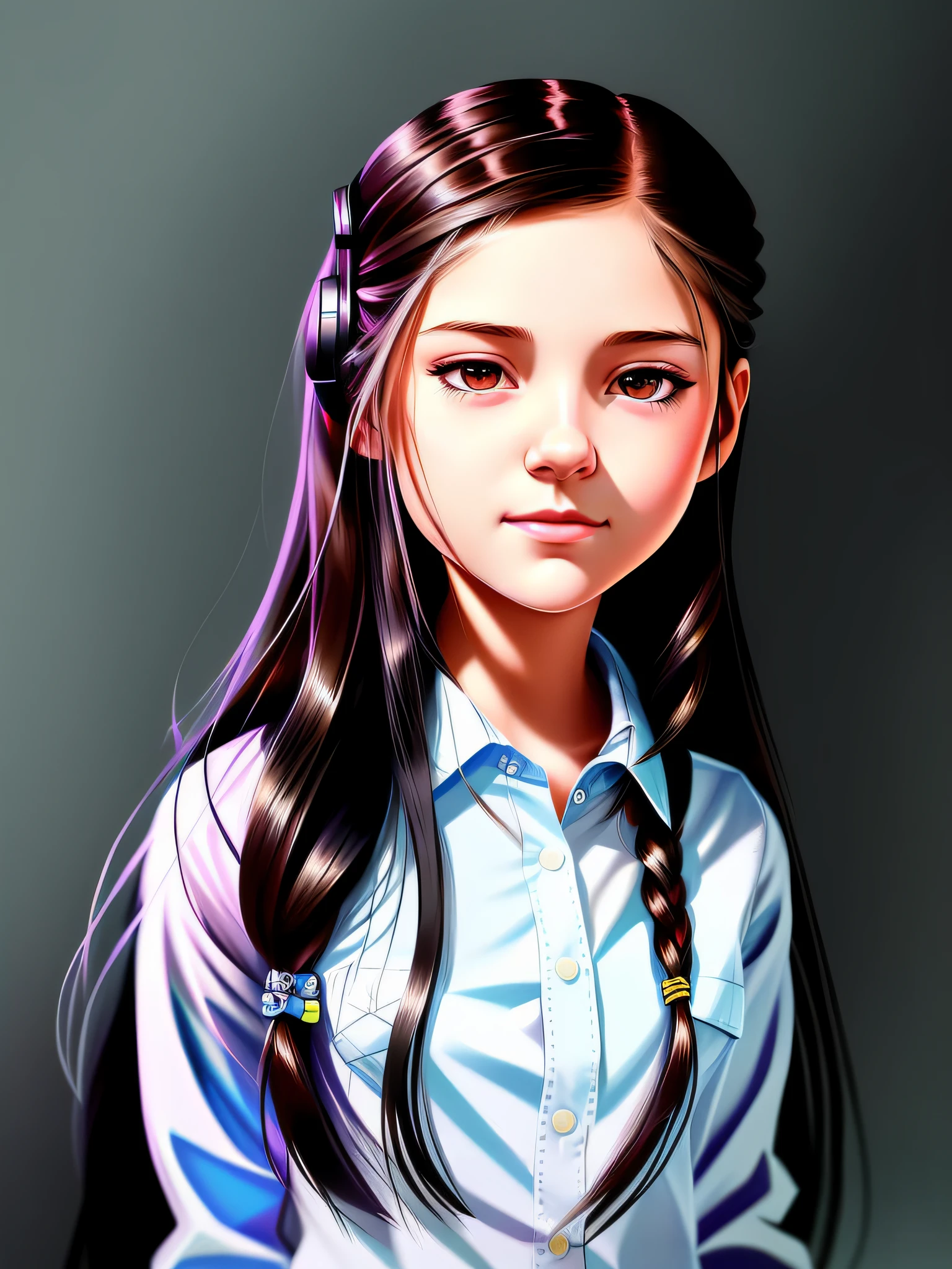 a close up of a young girl with long hair wearing a shirt, cartoon digital painting, epic portrait illustration, realistic cute girl painting, digital illustration portrait, cartoon portrait, painted character portrait, digital art portrait, 🤤 girl portrait, digital portrait, adorable digital painting, girl portrait, portrait illustration, digital cartoon painting art, detailed character portrait, high quality portrait, portrait character design