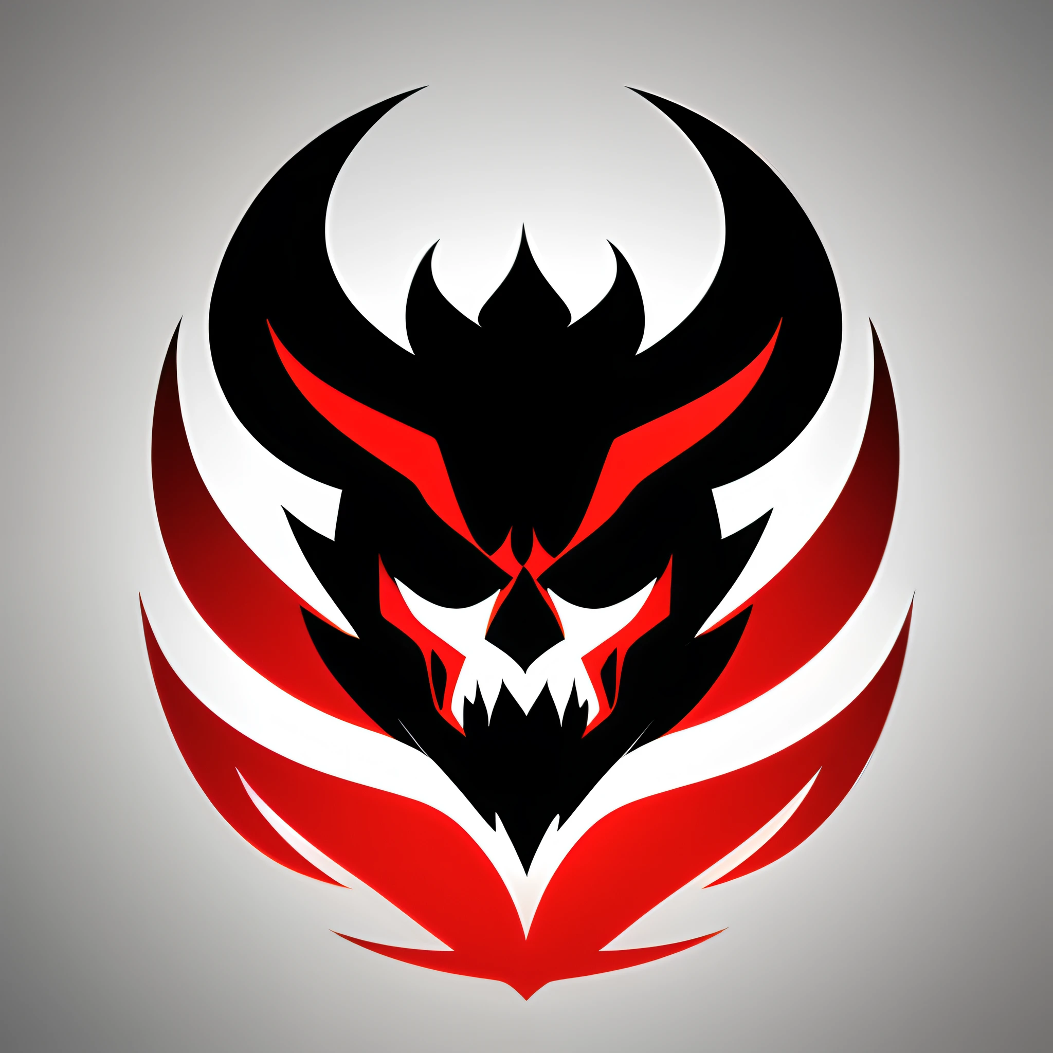 best sport logo, sharp image, detailed, typography, fire, demon, with a symbol of hell inside, modern font, textures, vector, central axes, colors: red, white and black, minimalist, simplified, no background
