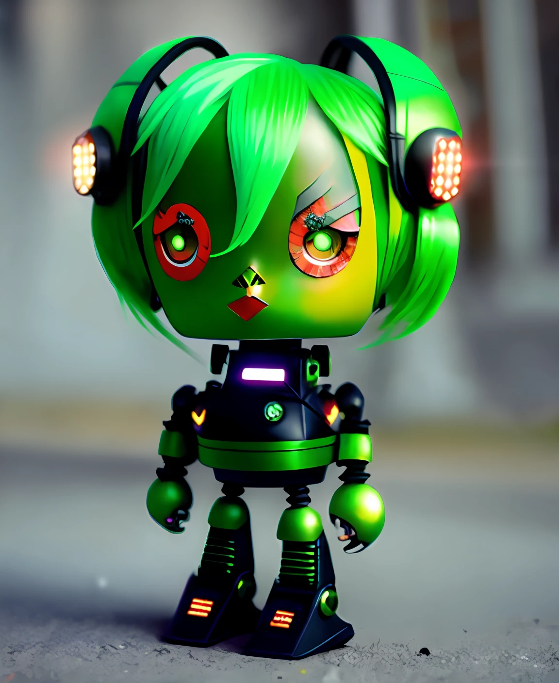Robot Girl
Green hair
Flame