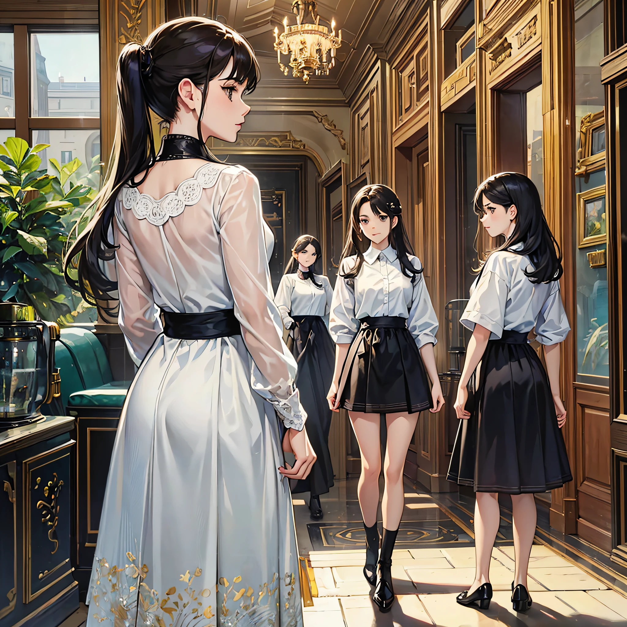 Next to a boy, suit. 4 girls are listed, each with distinct stylistic characteristics. In this high-definition big picture, the four girls are all beautiful and moving, some like characters in very few female comics, and some are characters who run out of the animation. The boy looked indifferent, as if the four girls did not mean anything special to him. The atmosphere is relaxed and warm, and the harmonious atmosphere is clearly visible through the delicate distance between the four girls and the boys. --auto --s2
