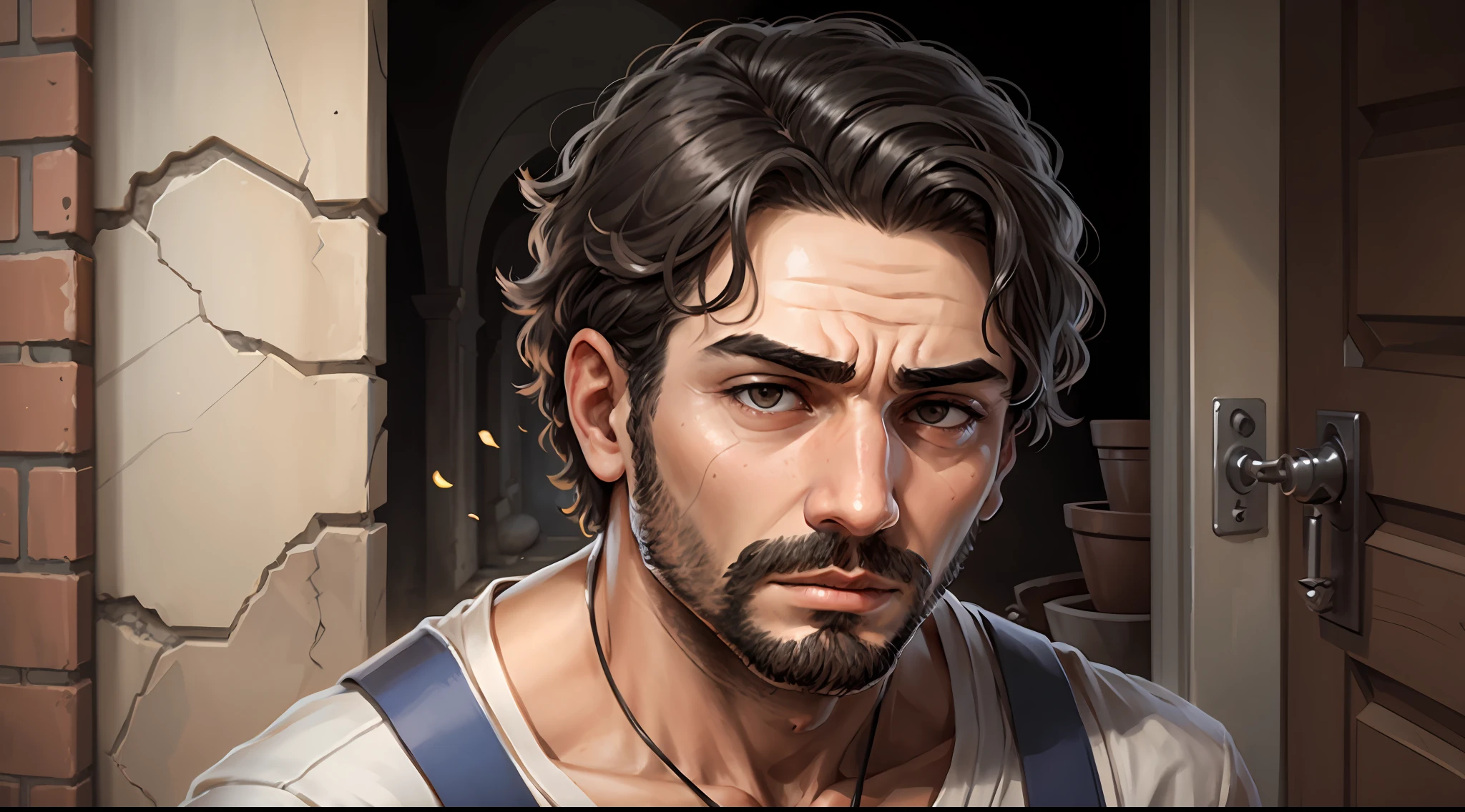 a face of a Greek man with a sad head down --auto --s2