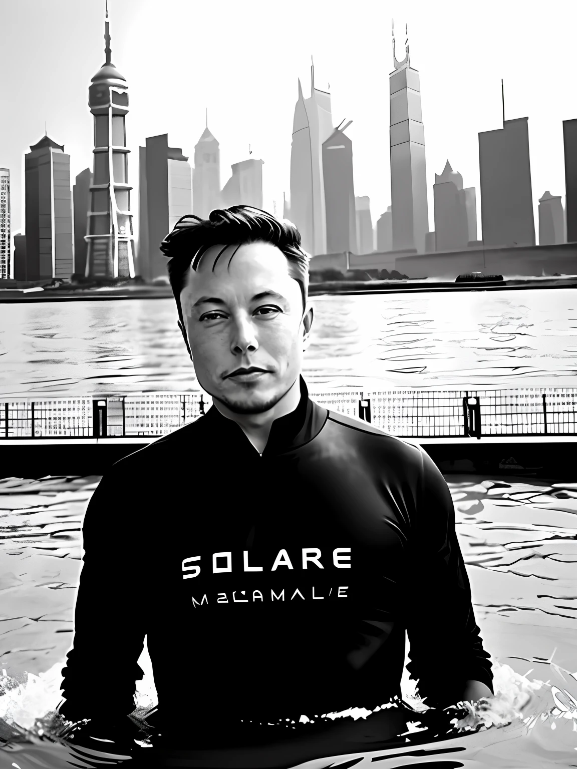 Elonmusk ((upper body selfie, happy)), masterpiece, best quality, ultra-detailed, car, smoke, shadows, contrast,