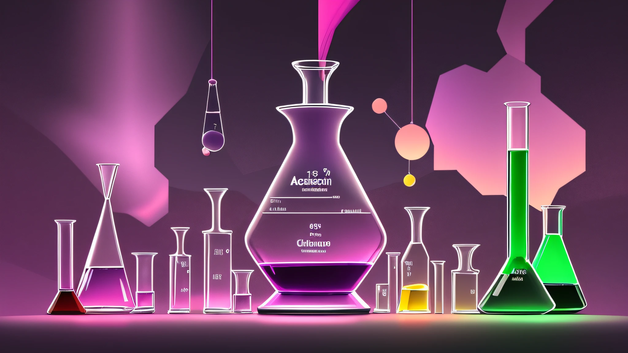 legendary chemistry laboratory, aesthetics, pastel colors, purple, pink, green, red, yellow, brown, gray, night sky, chiaroscuro, vector art,