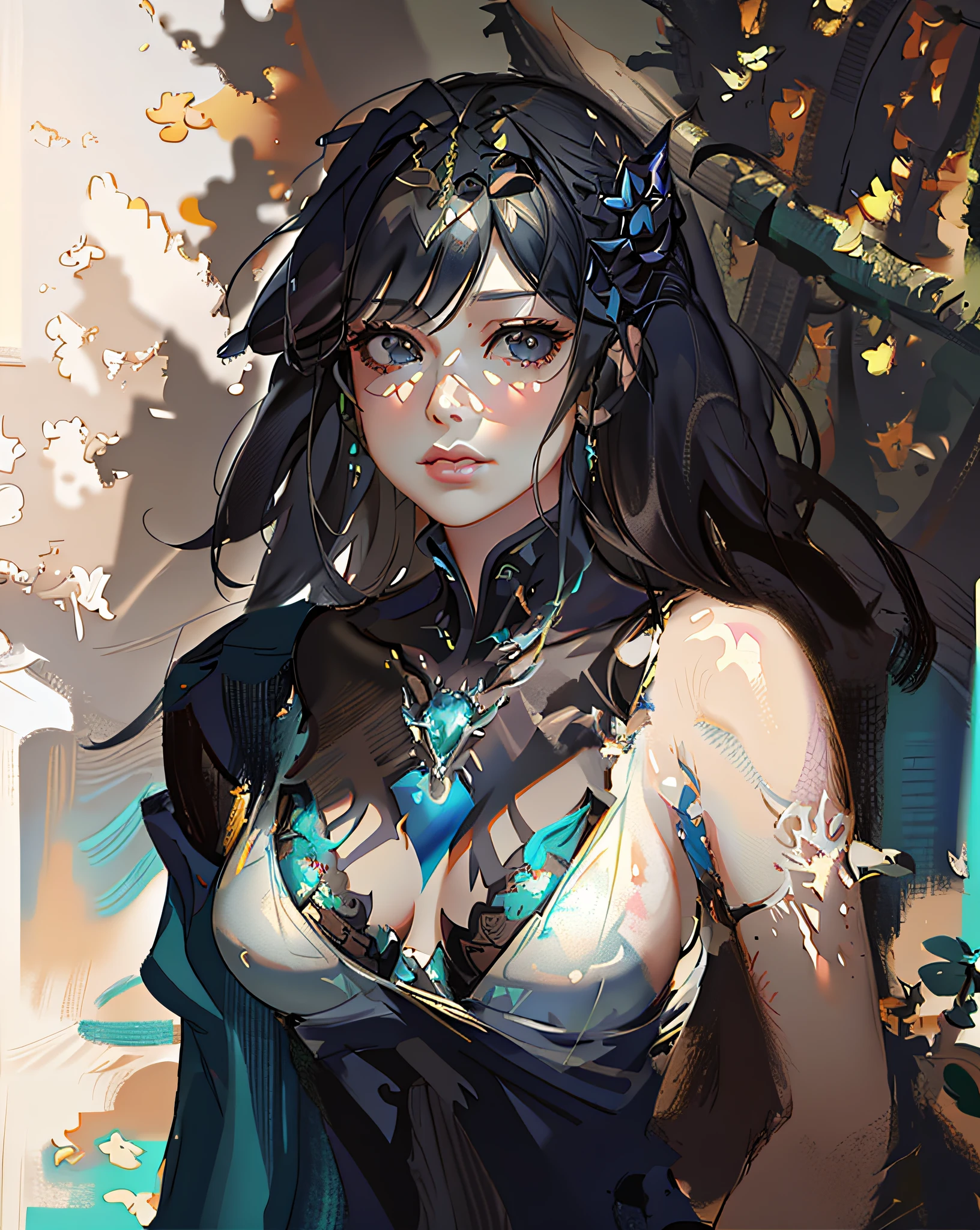 a painting of a woman in a bikini posing in front of a tree, ross tran 8 k, hyperrealistic fantasy art, realistic fantasy painting, realistic fantasy artwork, wlop art, digital fantasy art ), fantasy woman, wlop and ross tran, in style of wlop, karol bak uhd, beautiful fantasy art, by tom bagshaw and boris vallejo