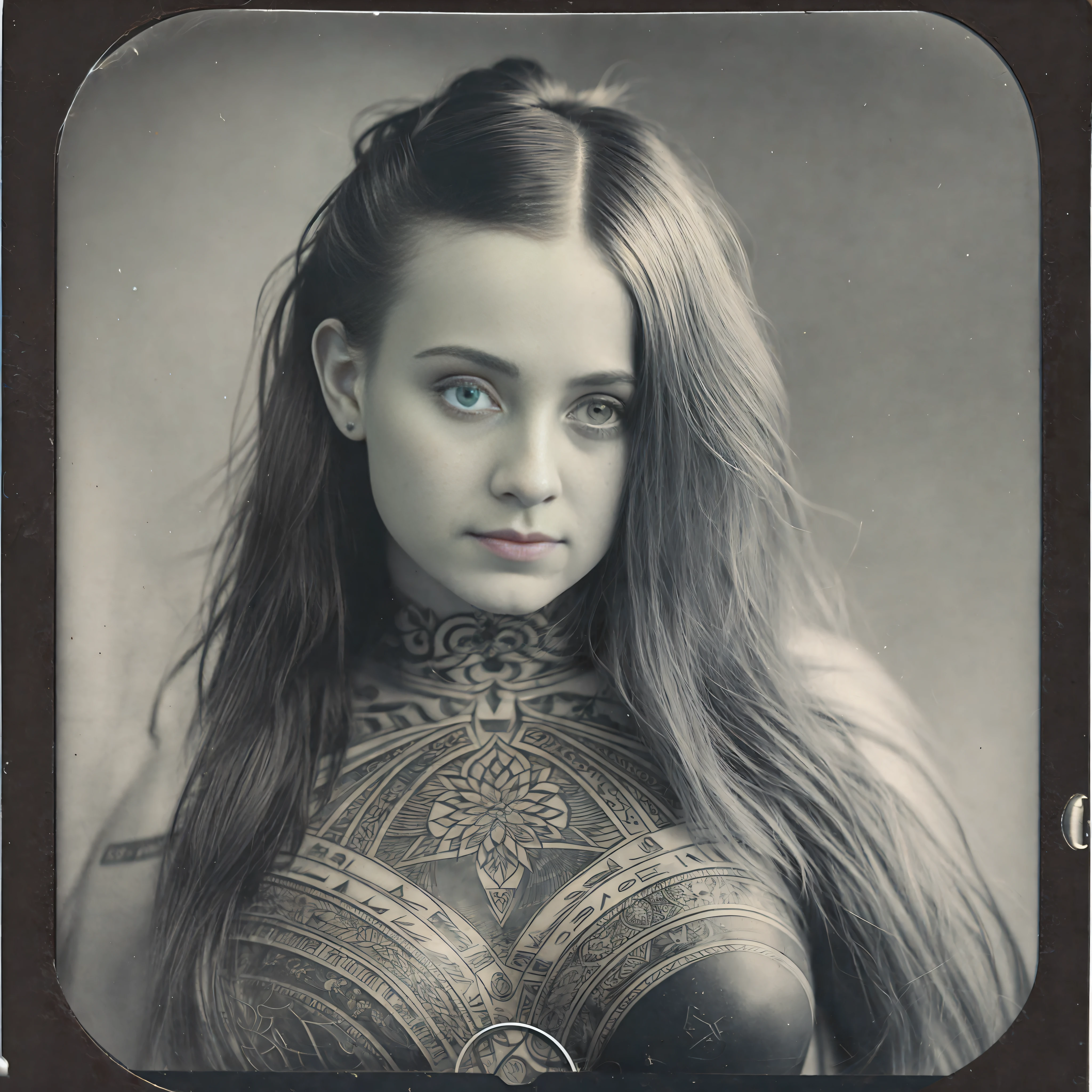tintype photo of a 20 years old hot punk sexy tattooed girl, young student, piercing, by julia margaret cameron 1 8 8 0 s, realistic, body shot, sharp focus, 16 k high definition, insanely detailed, intricate, elegant, rcnz_hqr style --auto --s2