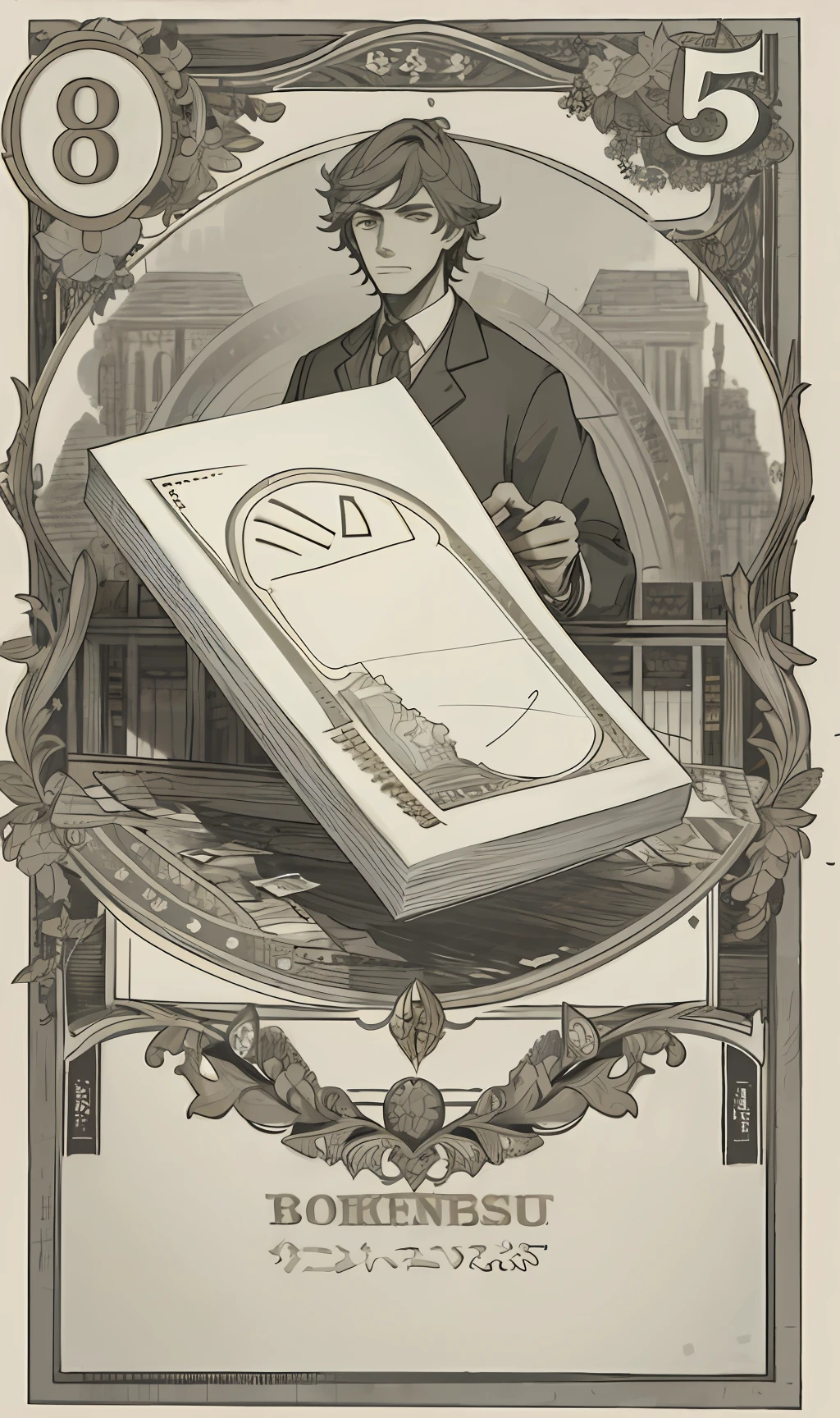 Create a banknote with the letters FLB printed on it