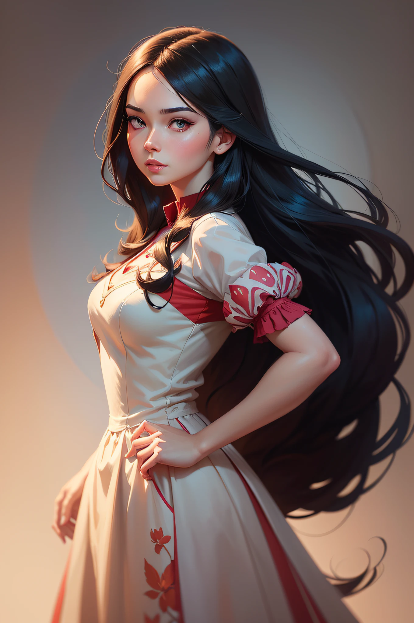 a close up of a woman with long hair and a dress, artgerm and atey ghailan, beautiful digital artwork, adorable digital painting, cute detailed digital art, beautiful character painting, beautiful digital illustration, style artgerm, artgerm and lois van baarle, in the style of ross tran, inspired by Ross Tran, stylized anime