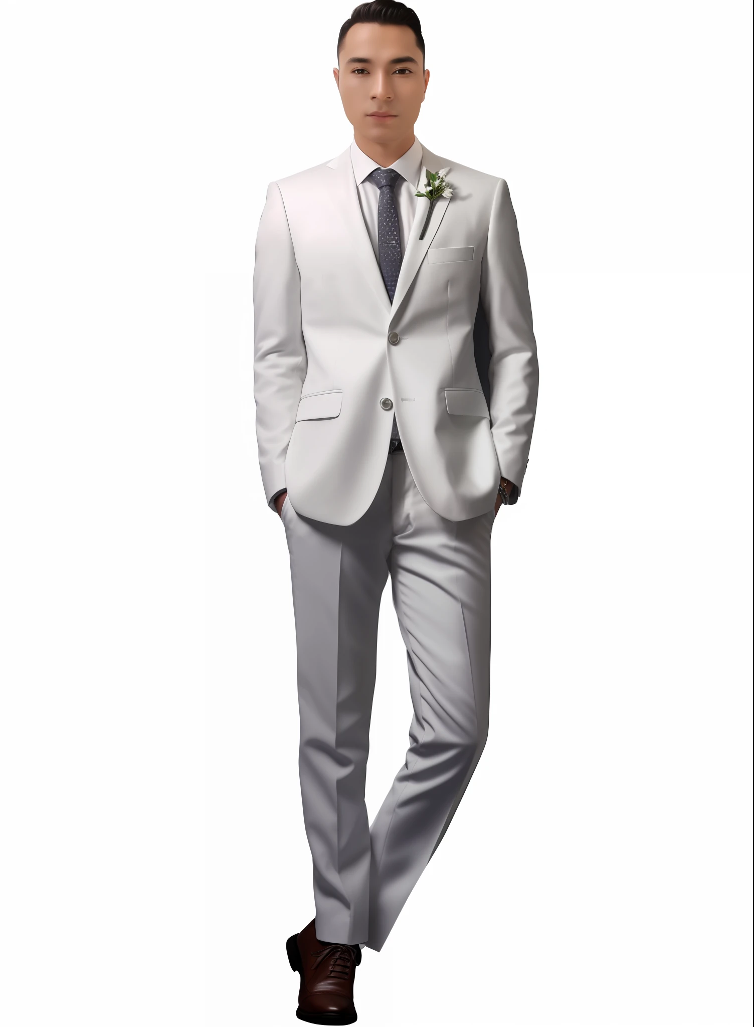 arafed man in a white suit and tie standing in front of a black background, white suit, wearing white suit, white suit and black tie, formal attire, formal suit, wearing a white tuxedo, elegant suit, wearing a stylish men's suit, high quality suit, luxurious suit, suit, wearing fashion suit, wearing suit, stylish suit, white uniform