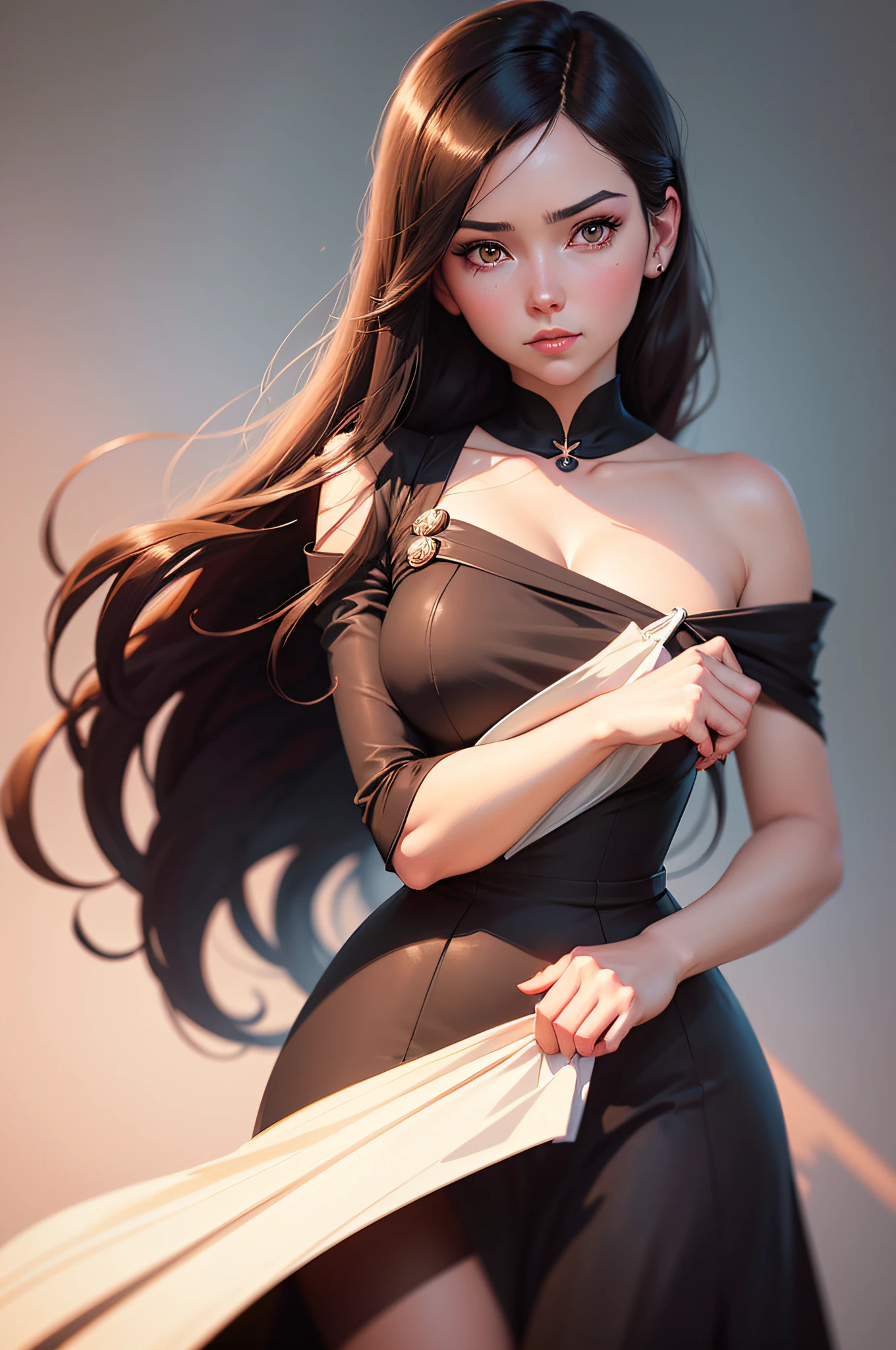 a close up of a woman with long hair and a dress, artgerm and atey ghailan, beautiful digital artwork, adorable digital painting, cute detailed digital art, beautiful character painting, beautiful digital illustration, style artgerm, artgerm and lois van baarle, in the style of ross tran, inspired by Ross Tran, stylized anime