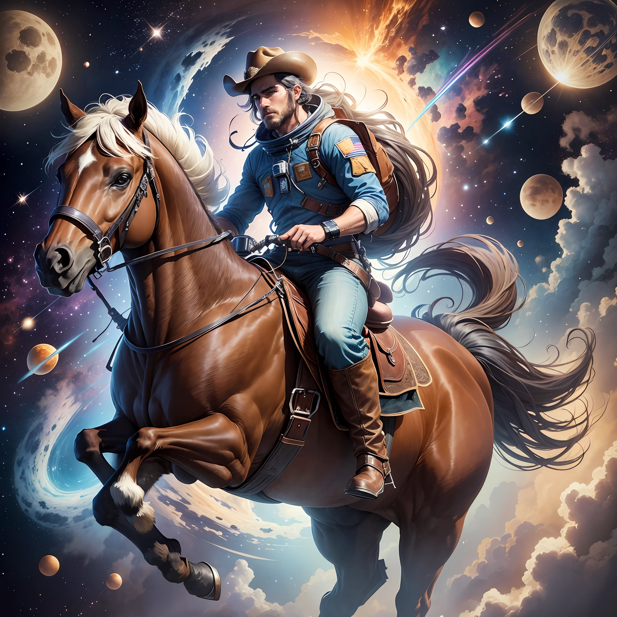 A cowboy riding a horse in space --auto --s2